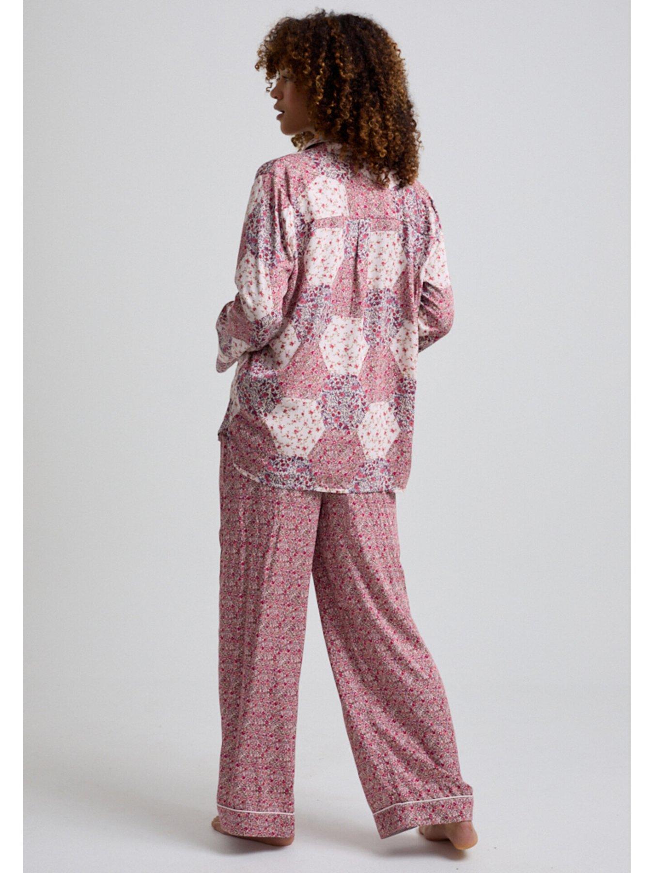  image of lily-lionel-evie-long-sleeve-aster-patchwork-print-long-pyjama-pink