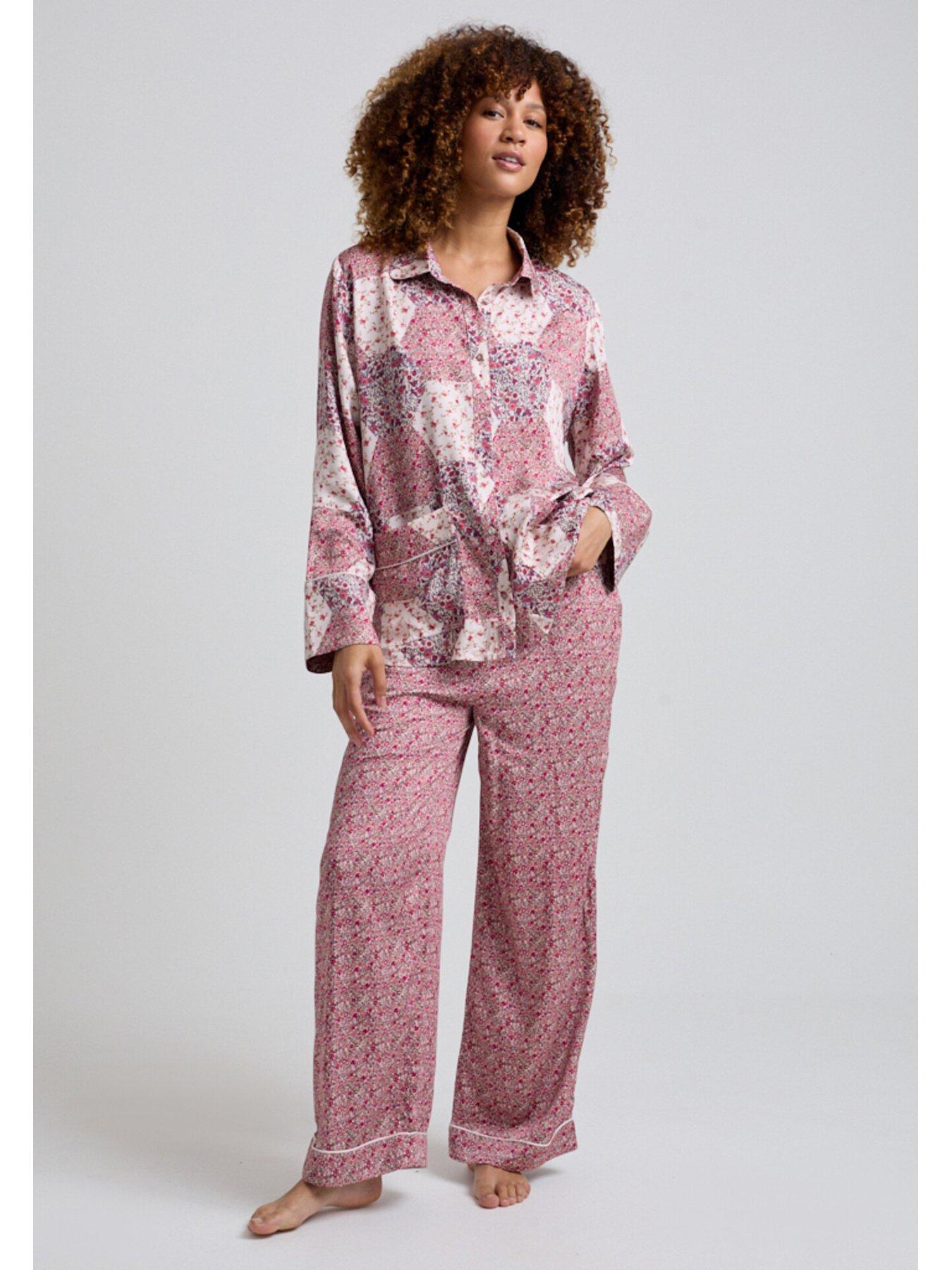  image of lily-lionel-evie-long-sleeve-aster-patchwork-print-long-pyjama-pink