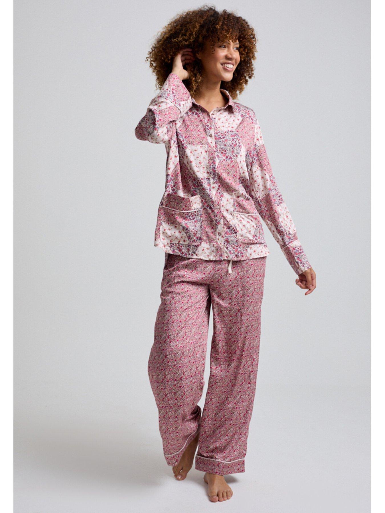  image of lily-lionel-evie-long-sleeve-aster-patchwork-print-long-pyjama-pink