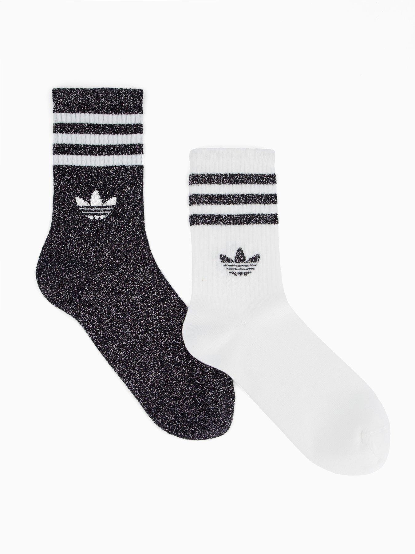 Image 1 of 4 of adidas Originals Women's 3 Stripe Glitter Crew Socks 2 Pack