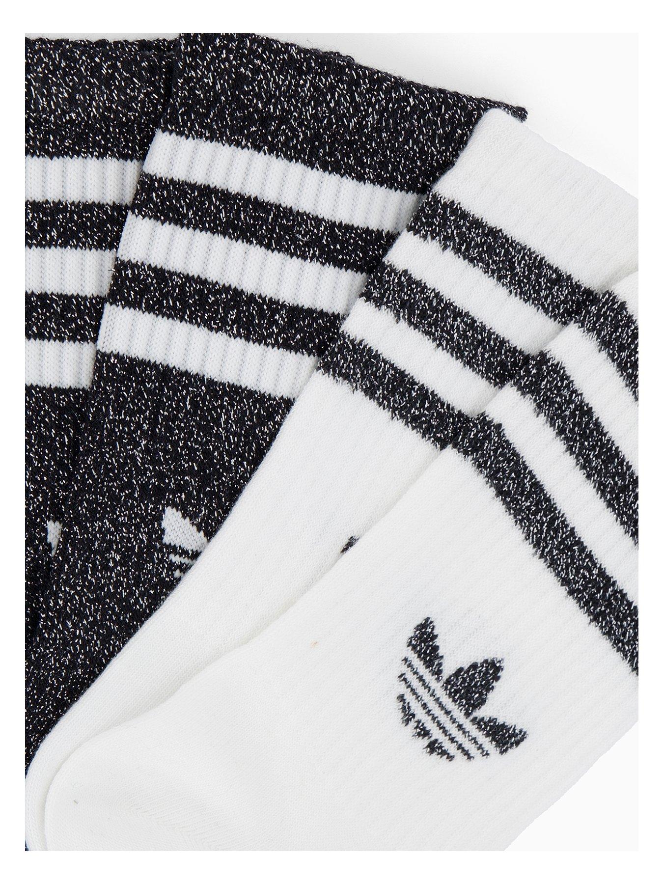 Image 3 of 4 of adidas Originals Women's 3 Stripe Glitter Crew Socks 2 Pack