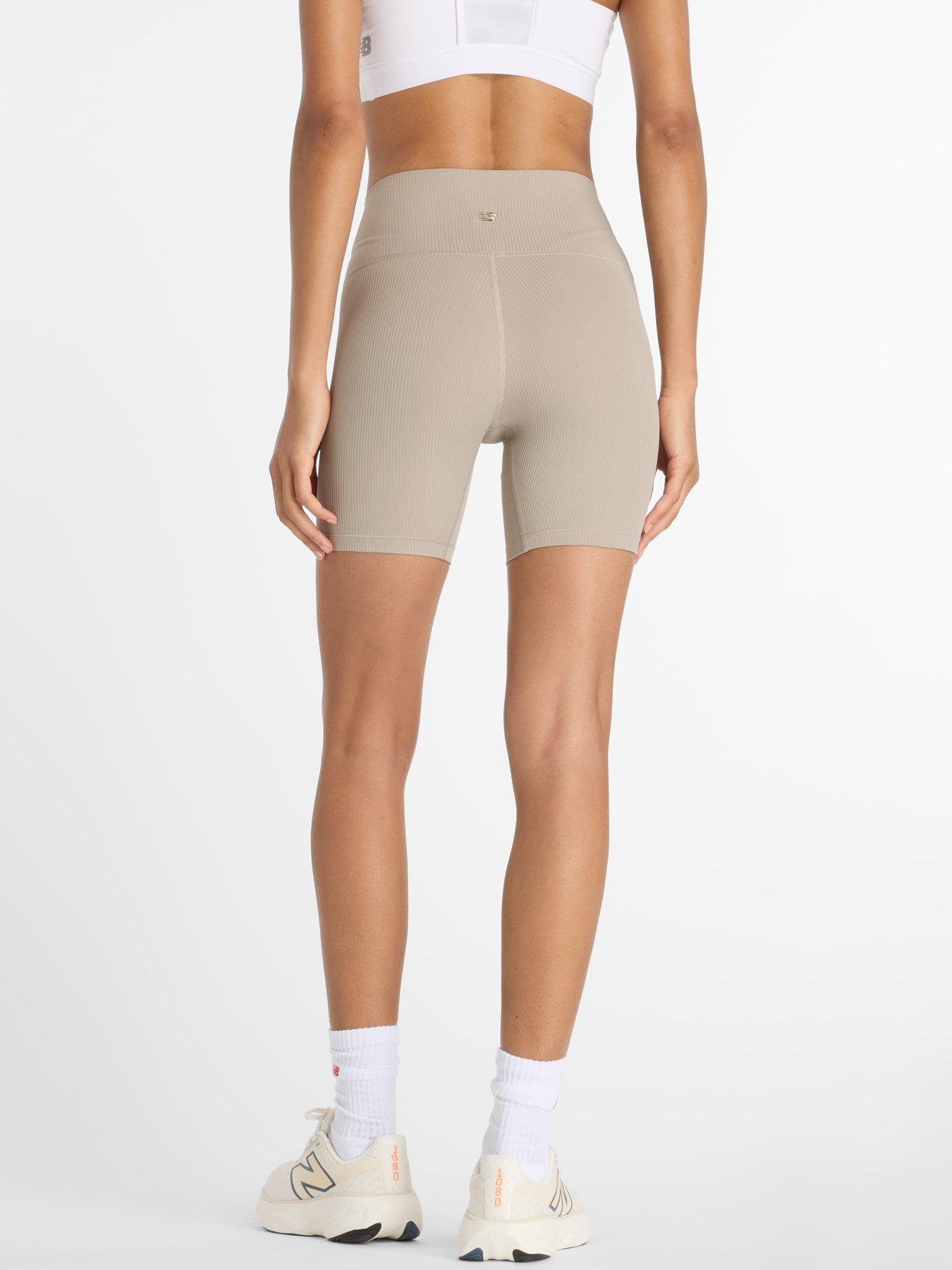 Image 2 of 5 of New Balance Womens Training Ribbed High Rise 6Inch Bike Shorts - Beige