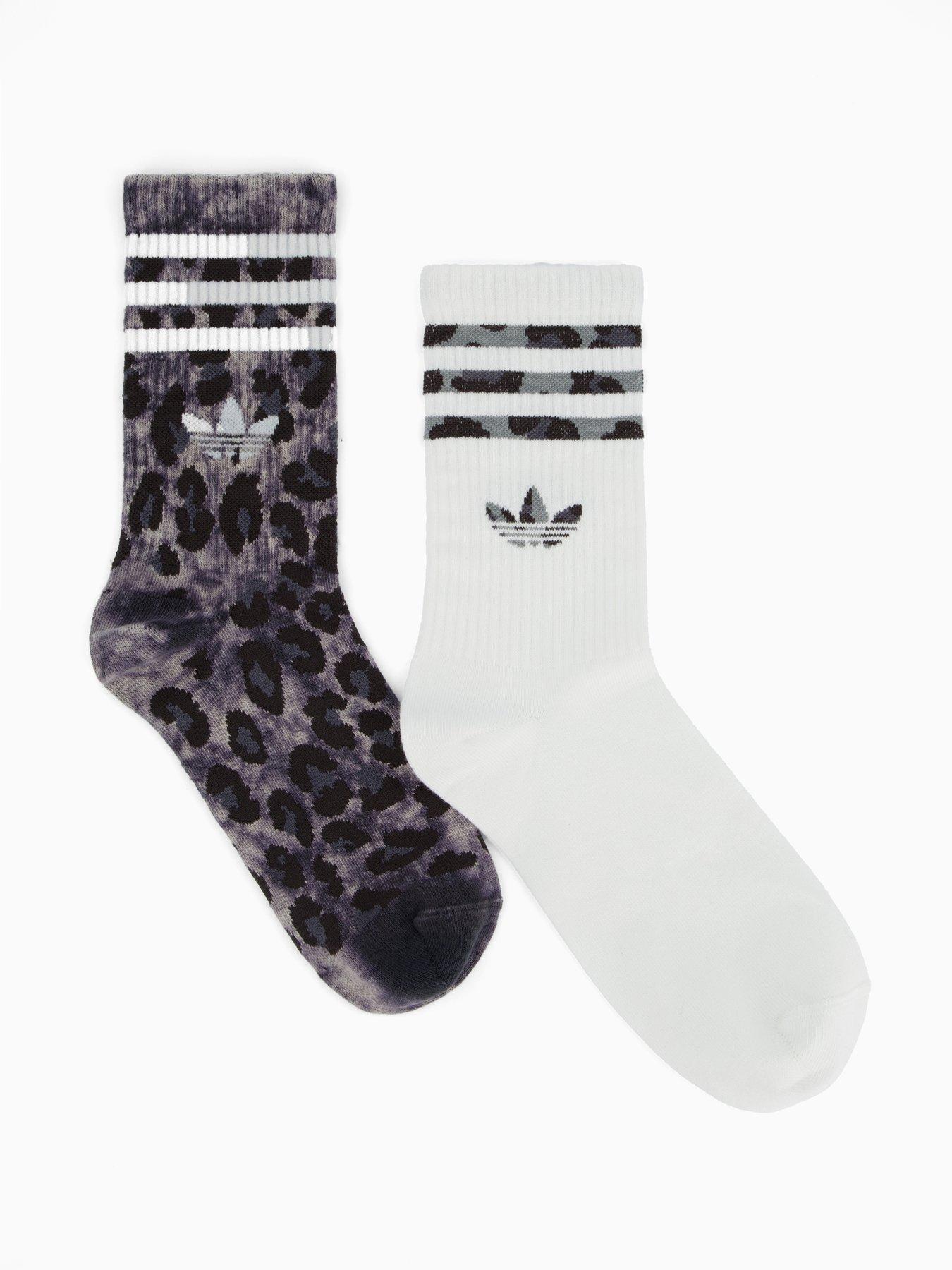 undefined Women's Leopard Crew Socks 2 Pack - Black