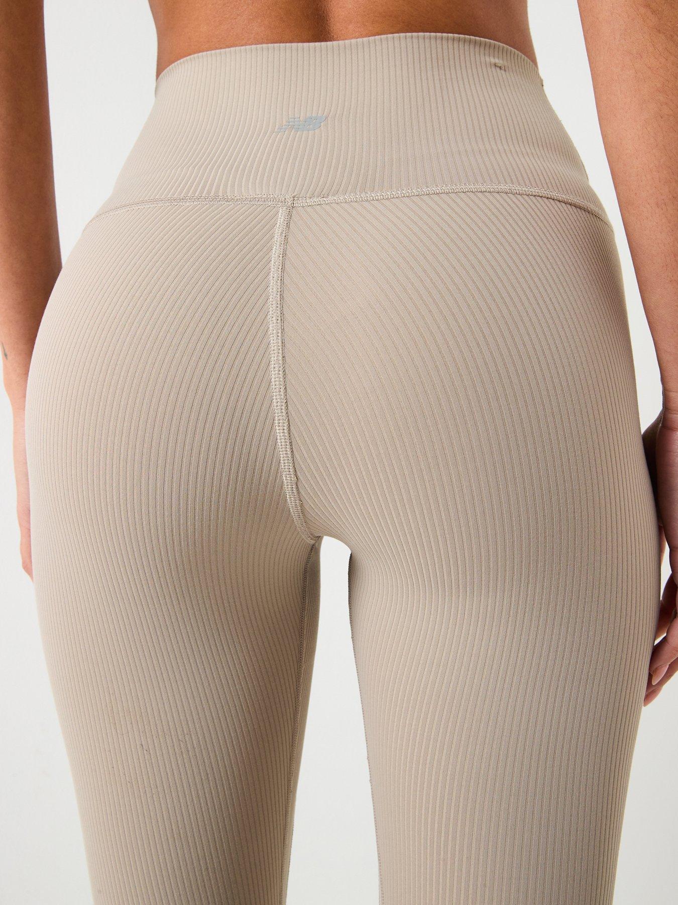 Image 4 of 6 of New Balance Womens Training Ribbed 27Inch High Rise Tights - Beige