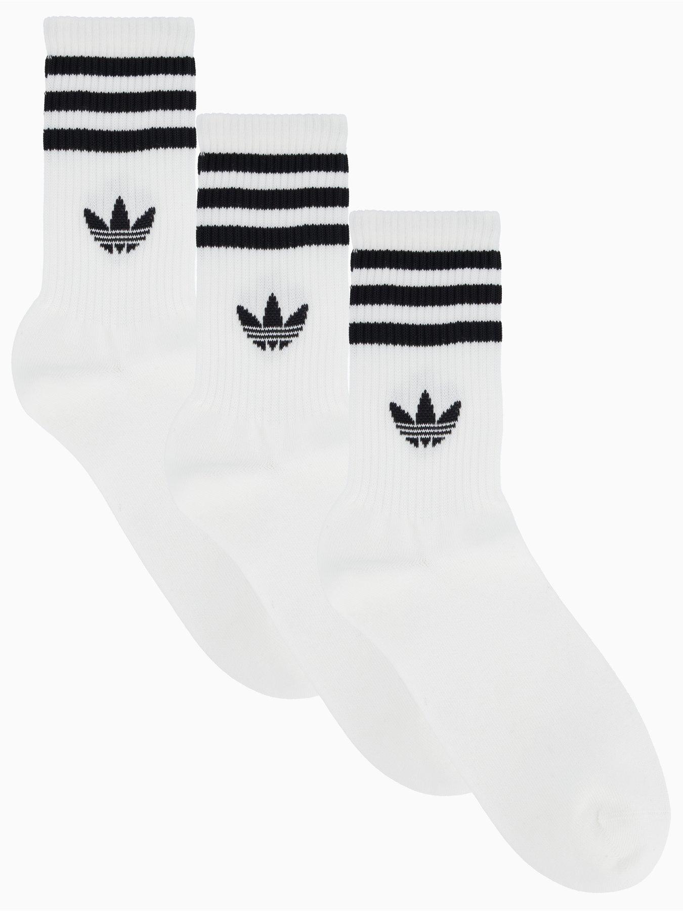 undefined Unisex 3 Stripe Crew Socks 3 Pack - Off White