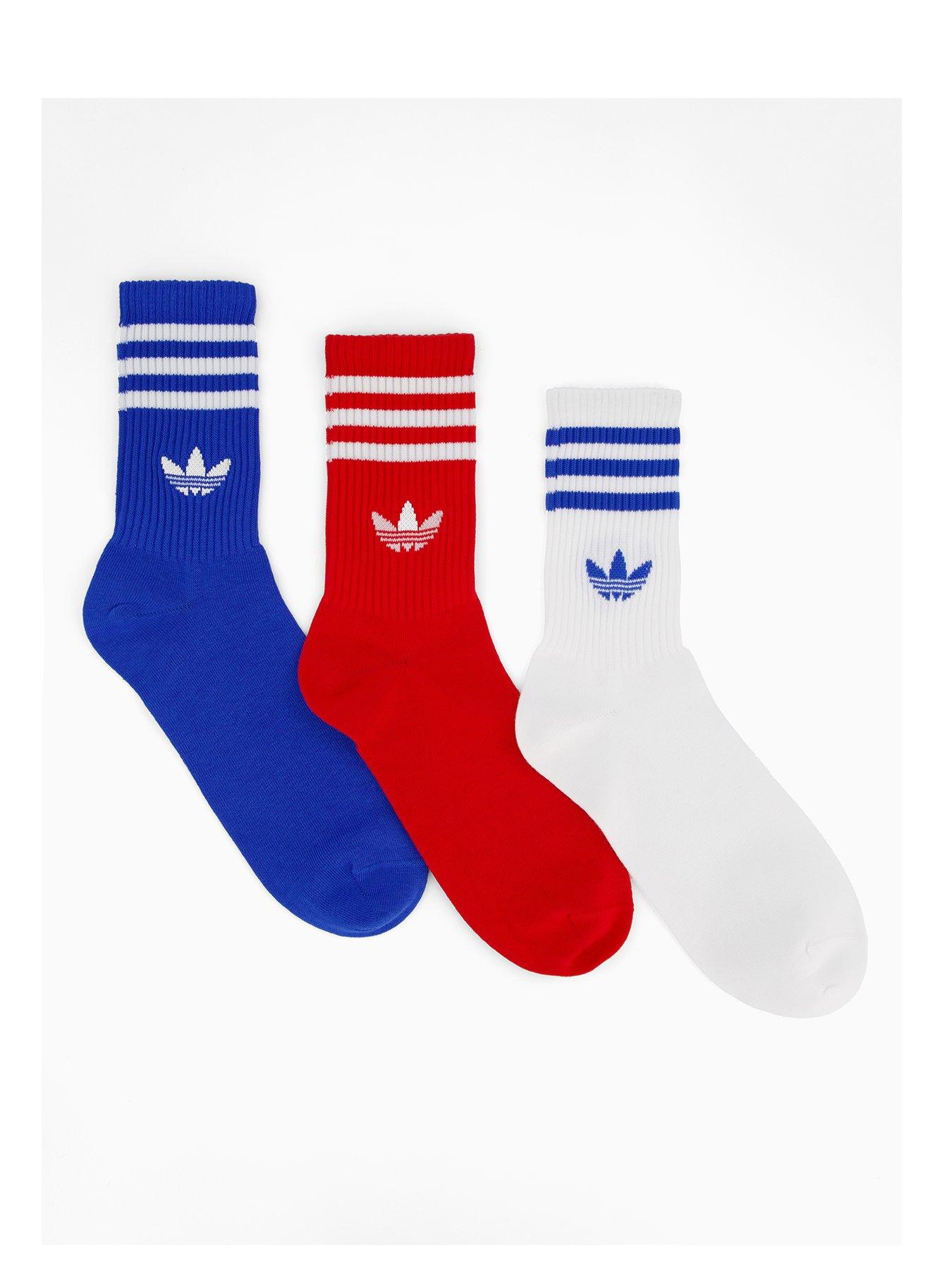 adidas Originals Men's 3 Stripe Crew Socks 3 Pack - Multi