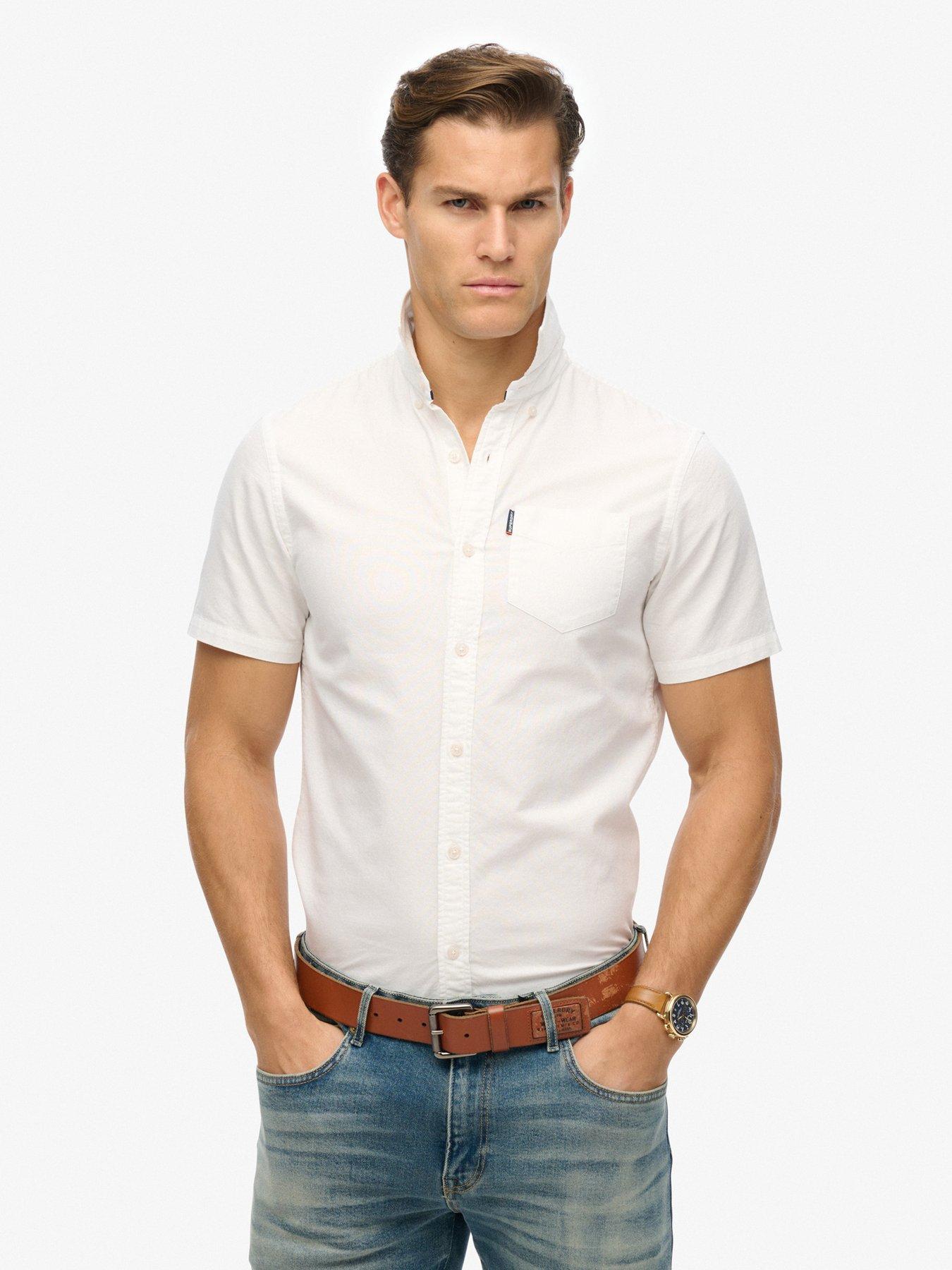  image of superdry-oxford-short-sleeve-shirt-white