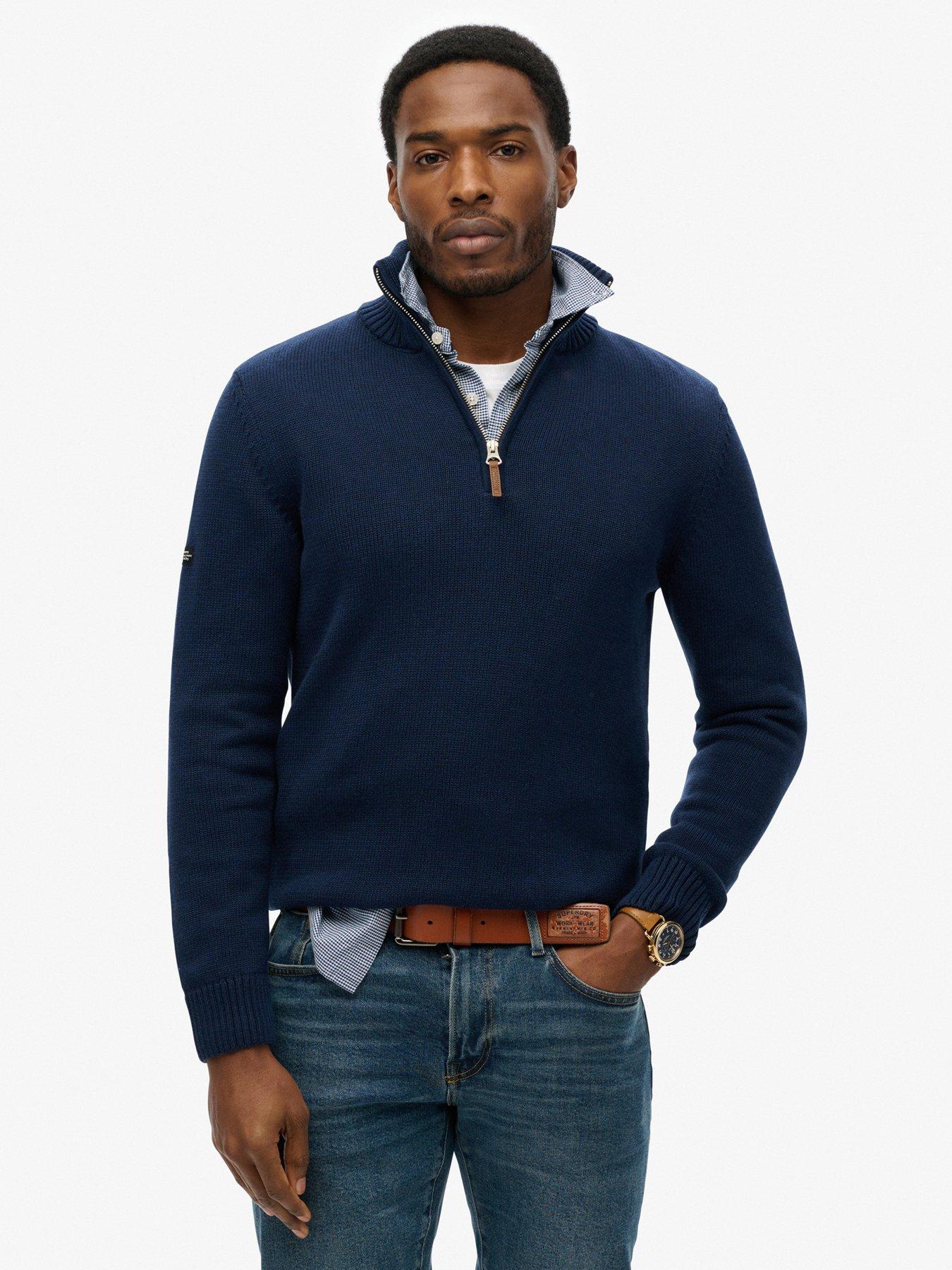 superdry-cotton-classics-knitted-quarter-zip-jumper-blue