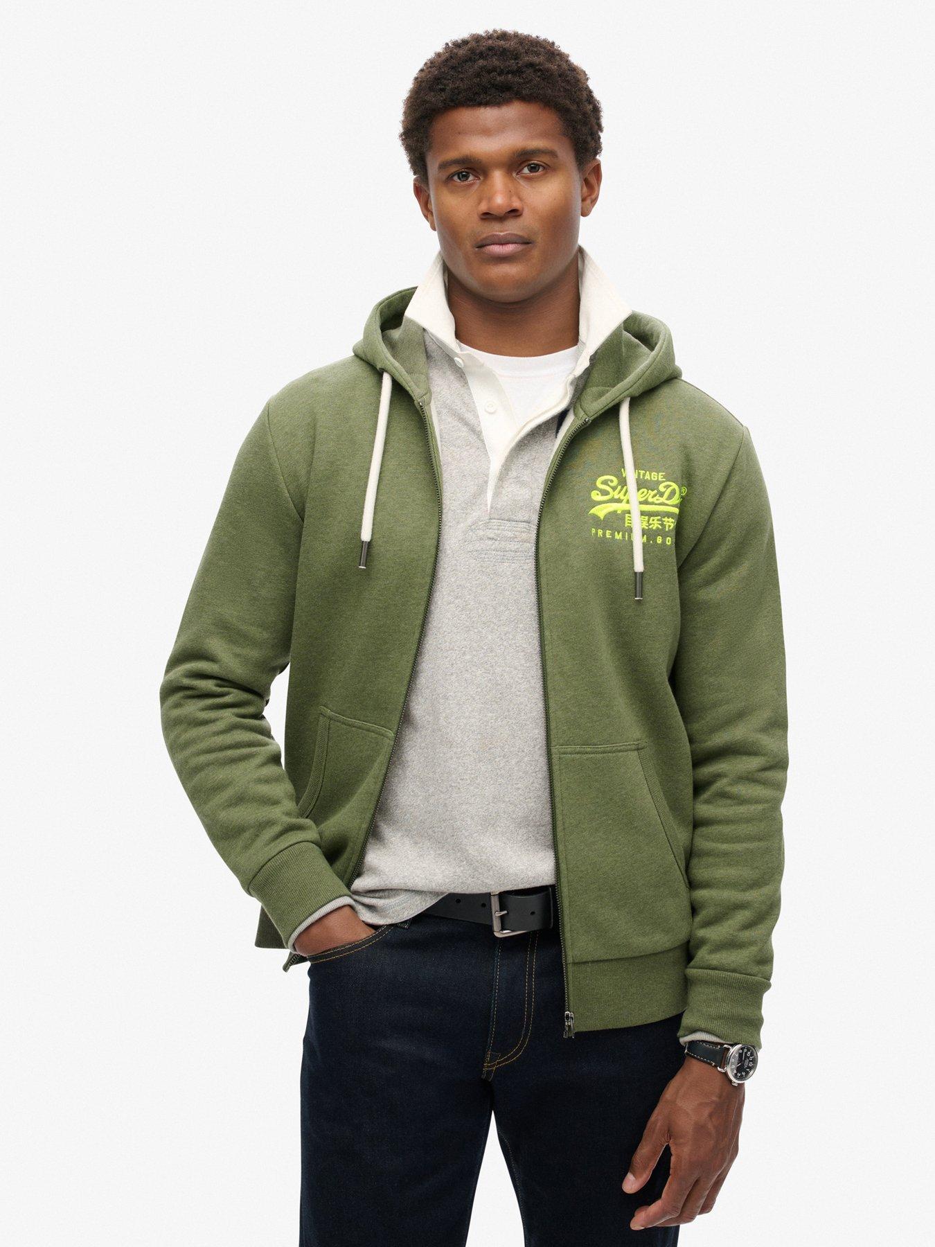 Image 1 of 5 of Superdry Original Neon Graphic Zip Through Hoodie - Green
