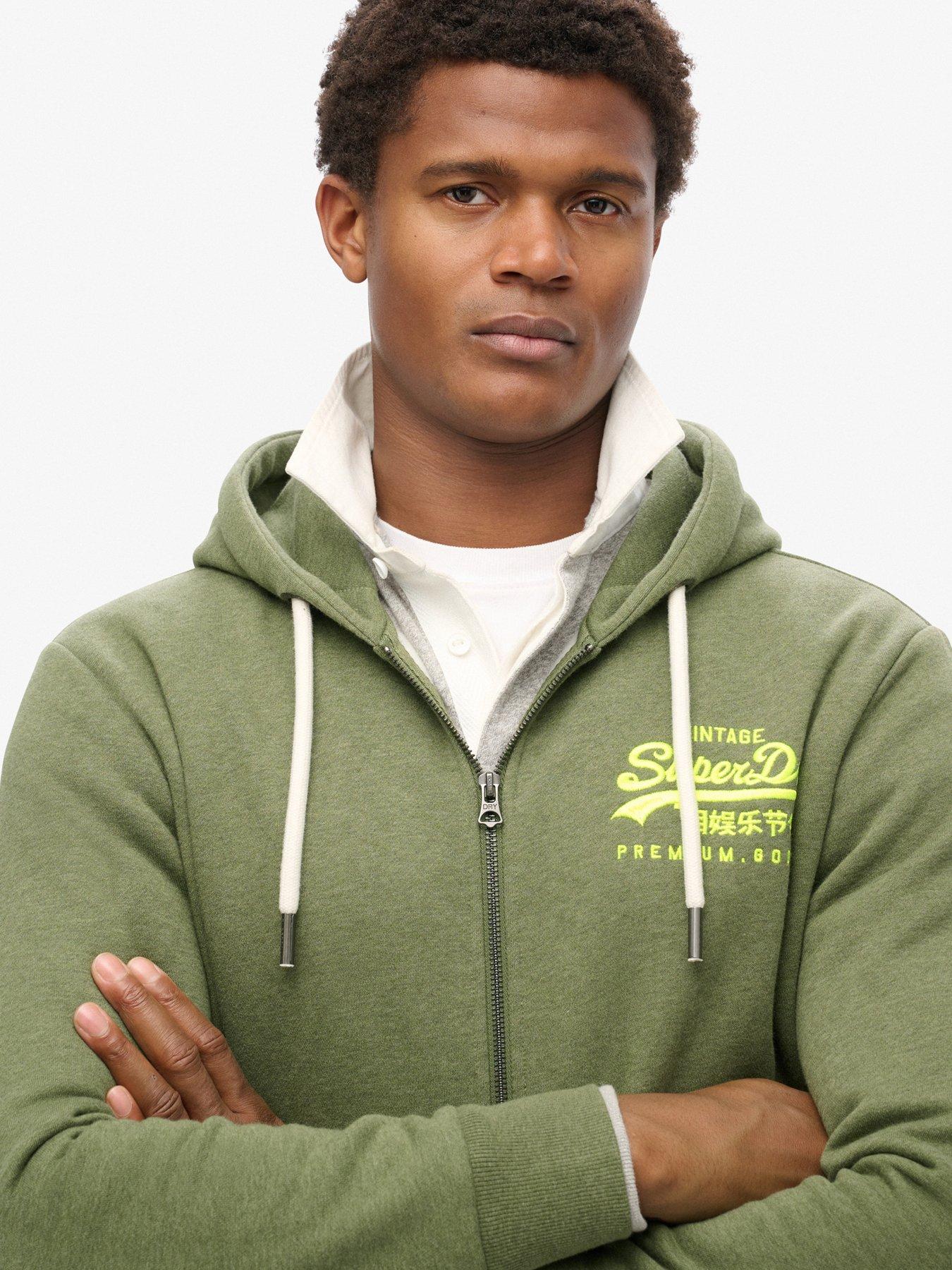 Image 4 of 5 of Superdry Original Neon Graphic Zip Through Hoodie - Green