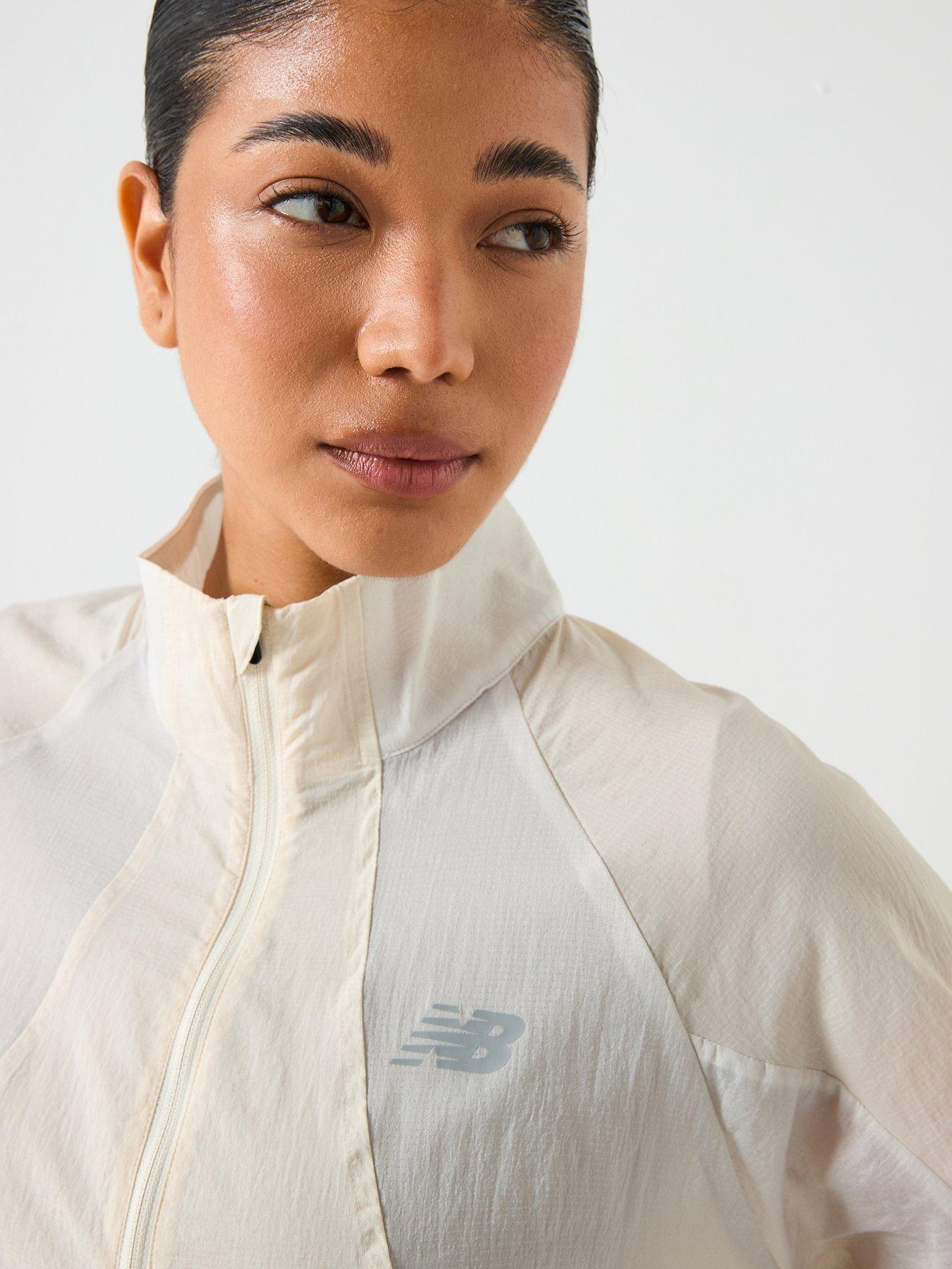 New Balance Womens Running Water Resistant Jacket Cream
