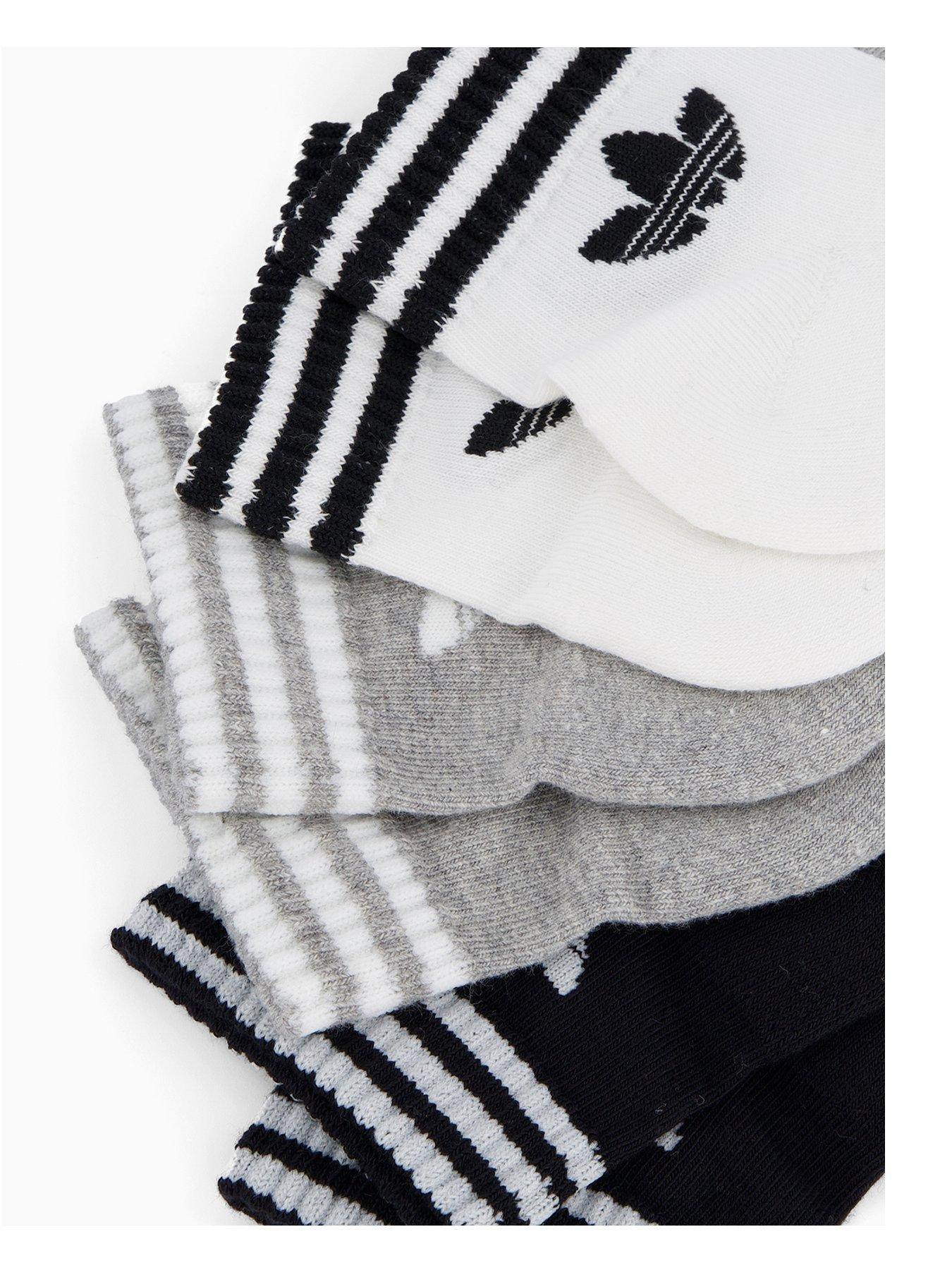 Image 3 of 4 of adidas Originals Women's 3 Stripe Ankle Socks 3 Pack - Black/Grey/White