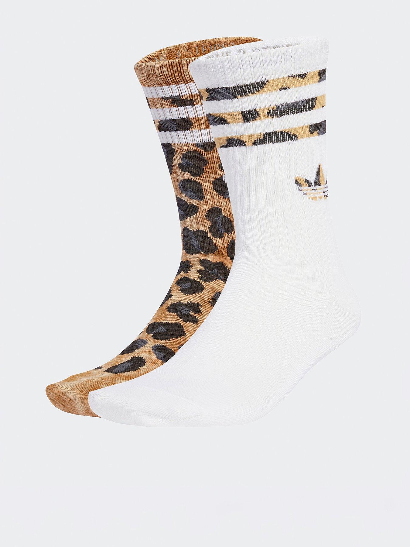 adidas Originals Women's Leopard Crew Socks 2 Pack - Leopard Print