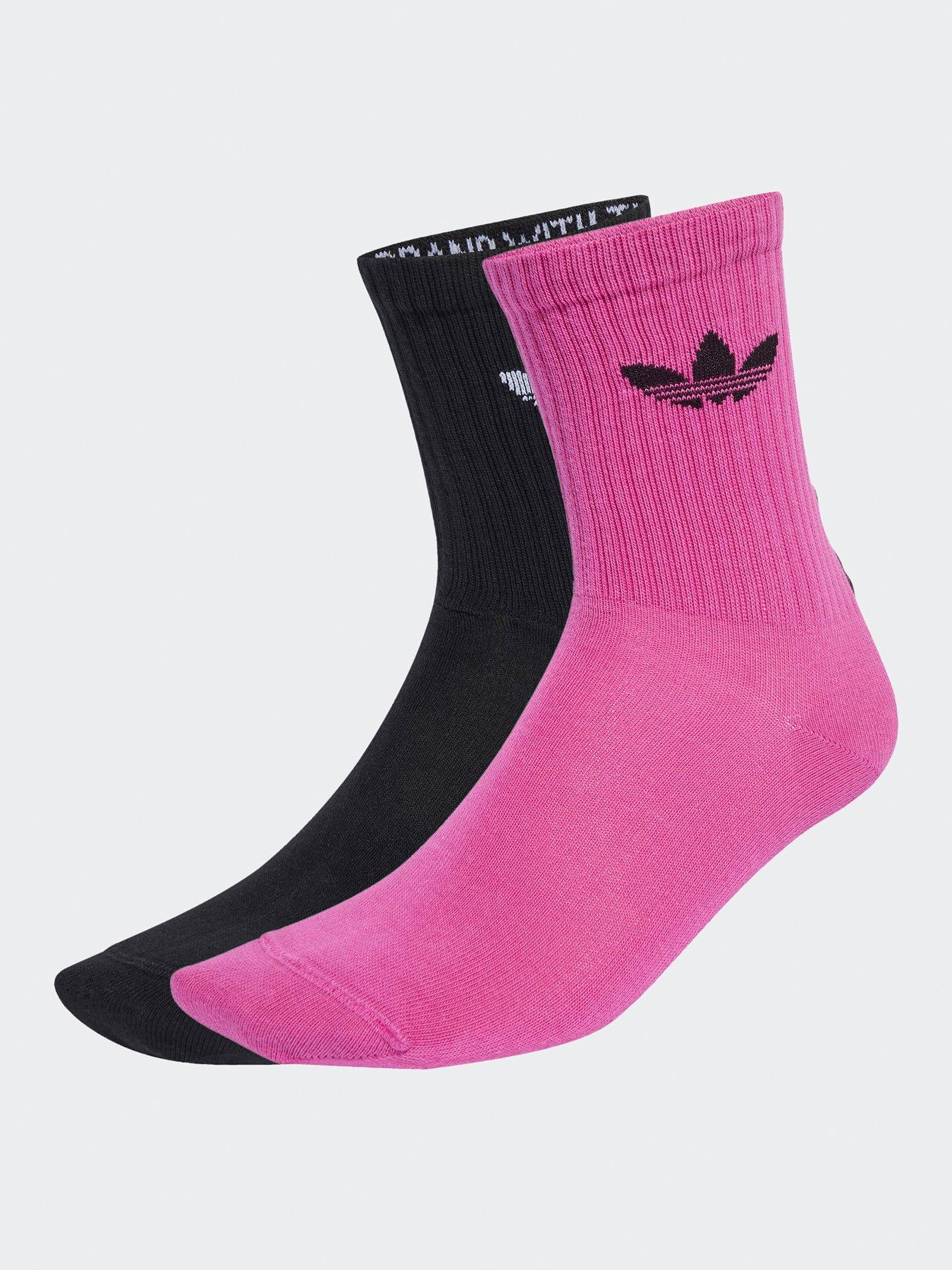 Image 1 of 3 of adidas Originals Women's Ruffle Crew Socks 2 Pack - Pink / Black