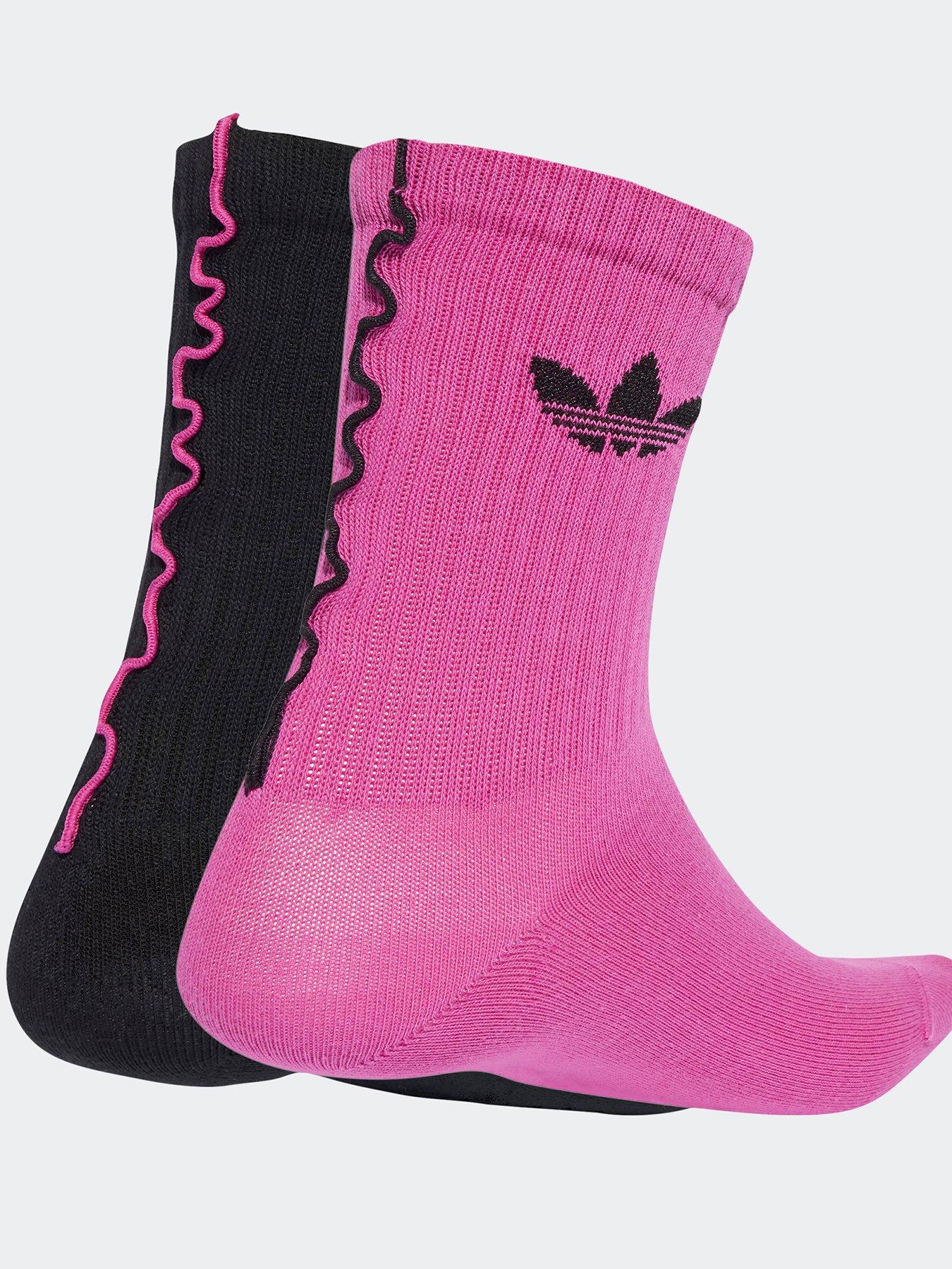 Image 2 of 3 of adidas Originals Women's Ruffle Crew Socks 2 Pack - Pink / Black