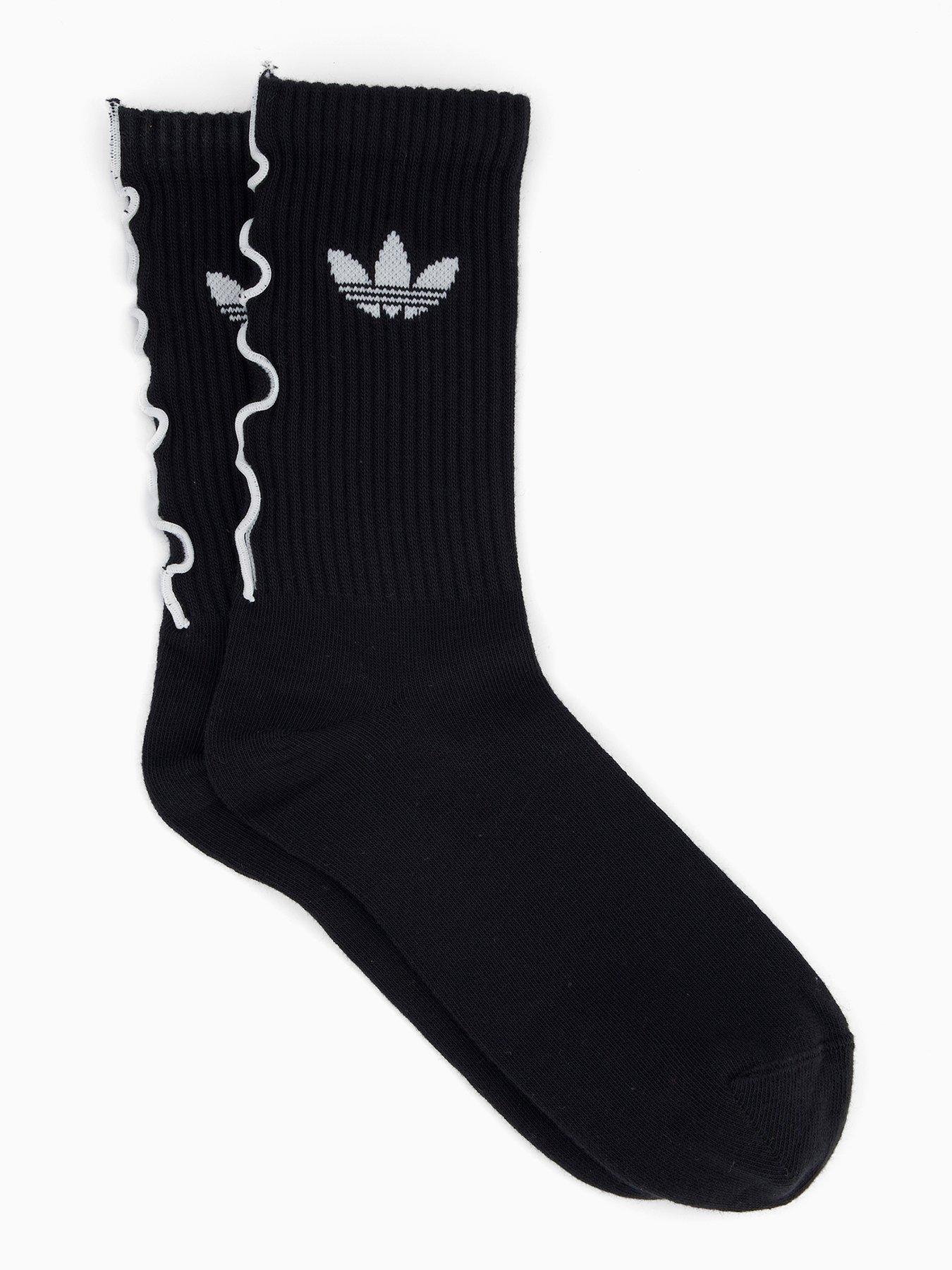 Image 2 of 3 of adidas Originals Women's Ruffle Crew Socks 2 Pack - Black/White