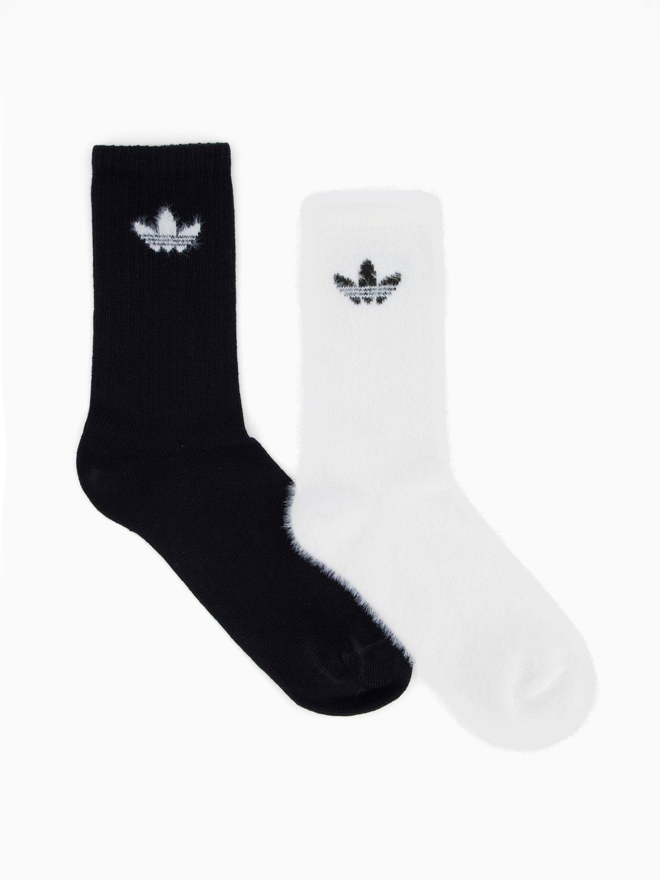 undefined Women's Fluffy Crew Socks 2 Pack - Black/White