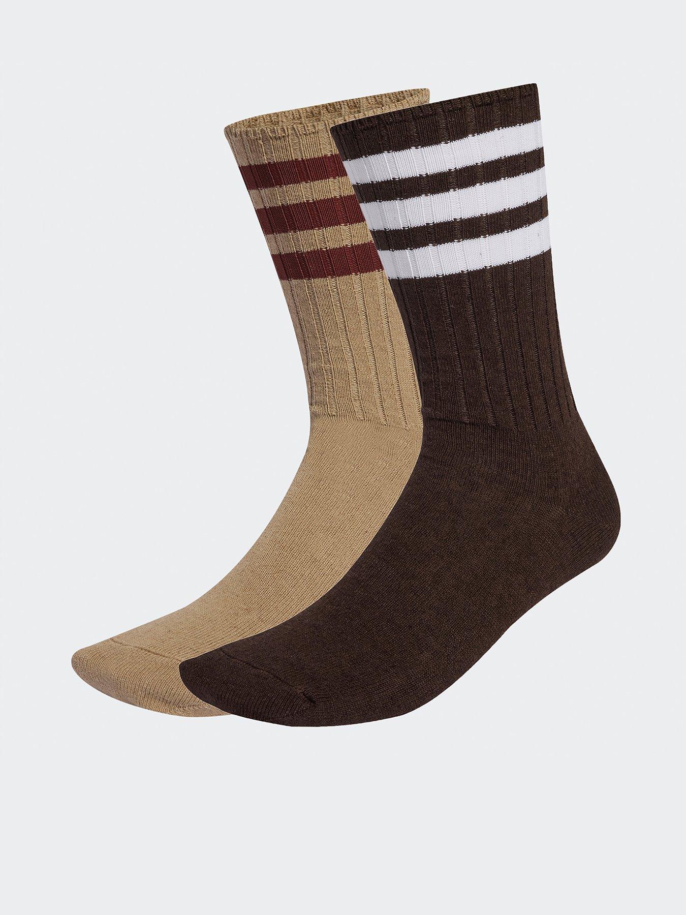 Image 1 of 4 of adidas Originals Unisex 3 Stripe Crew Socks 2 Pack - Beige