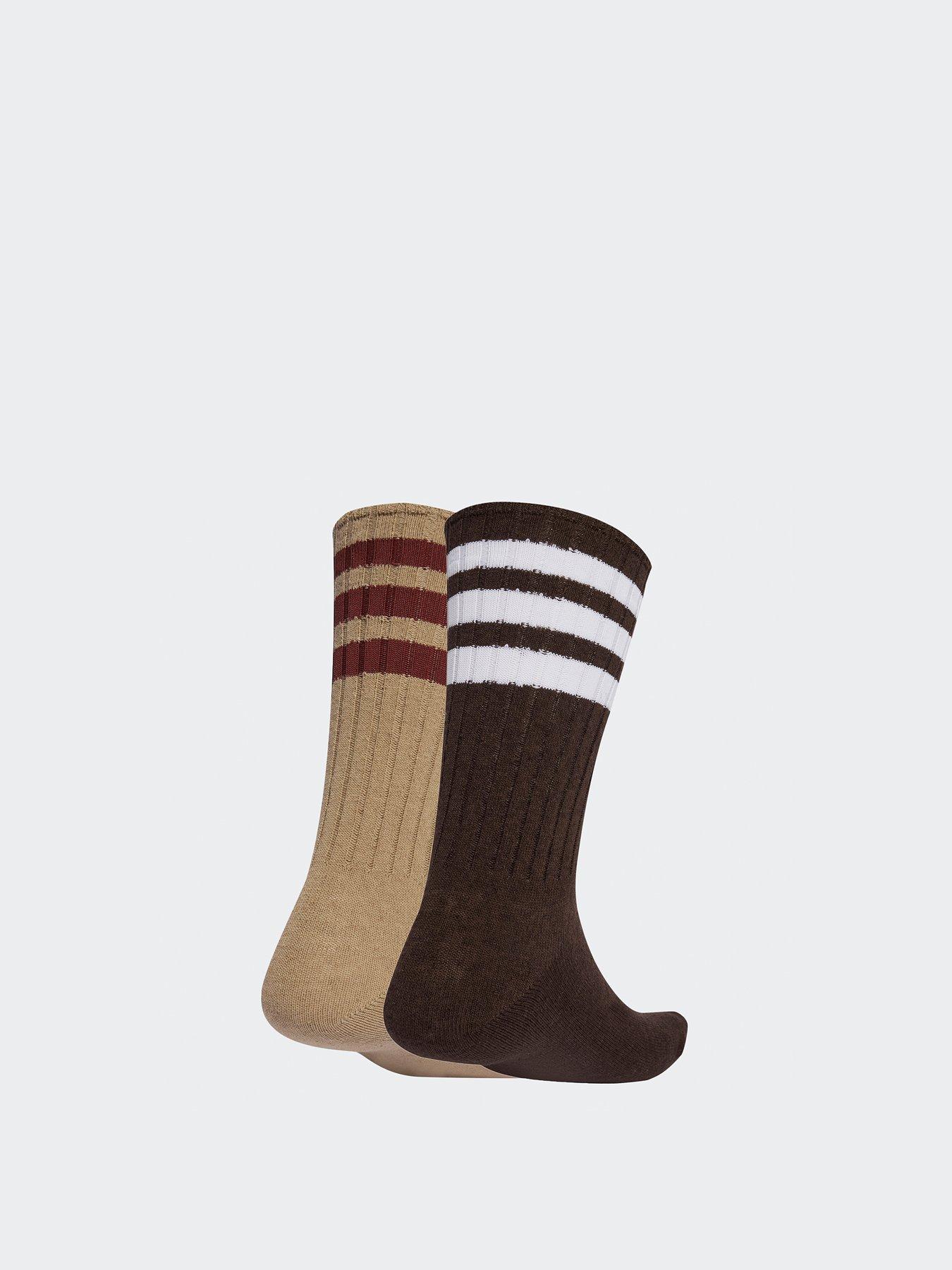 Image 2 of 4 of adidas Originals Unisex 3 Stripe Crew Socks 2 Pack - Beige