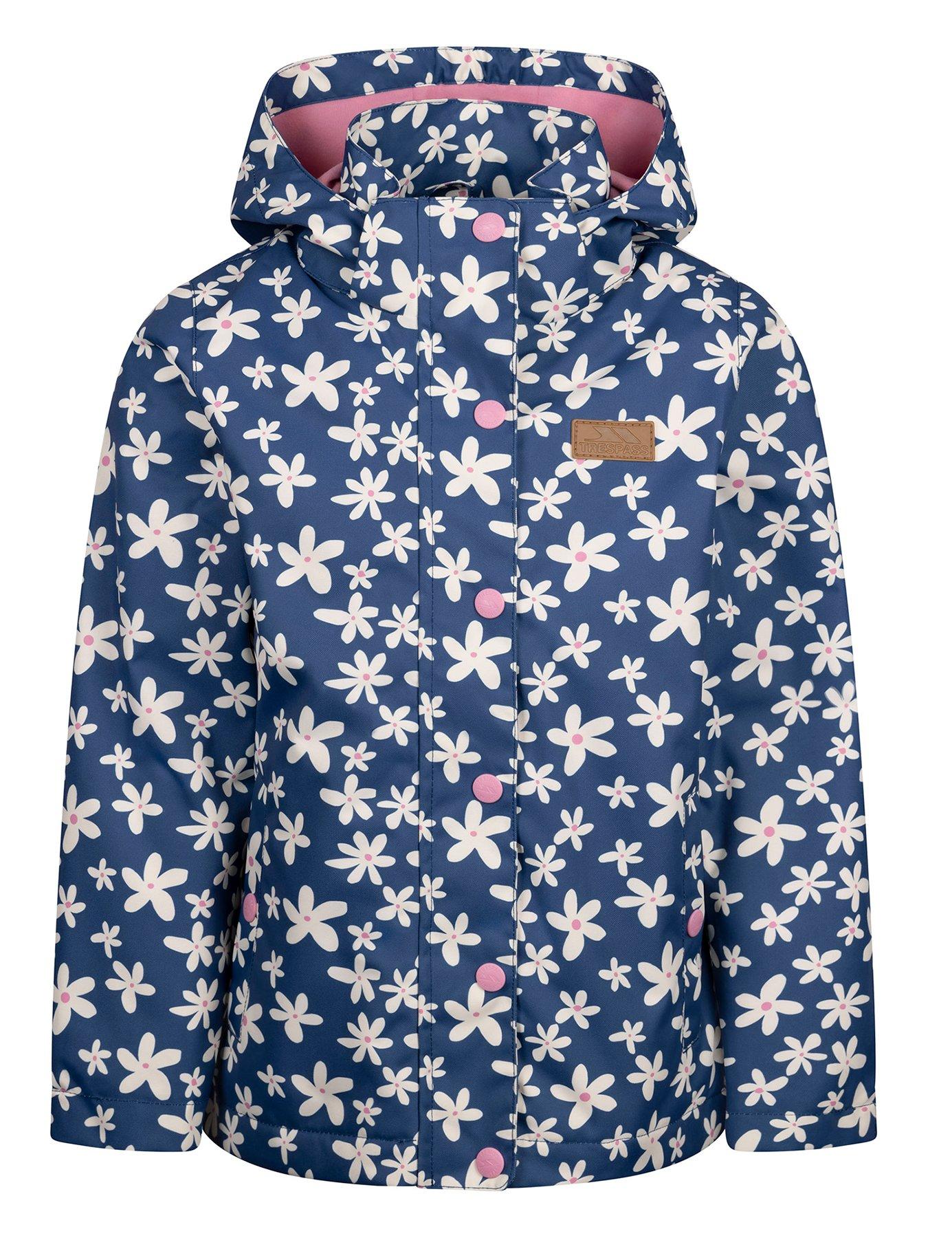 Trespass Girls Drippy Rain Jacket Tp50 - Flower Print Blue