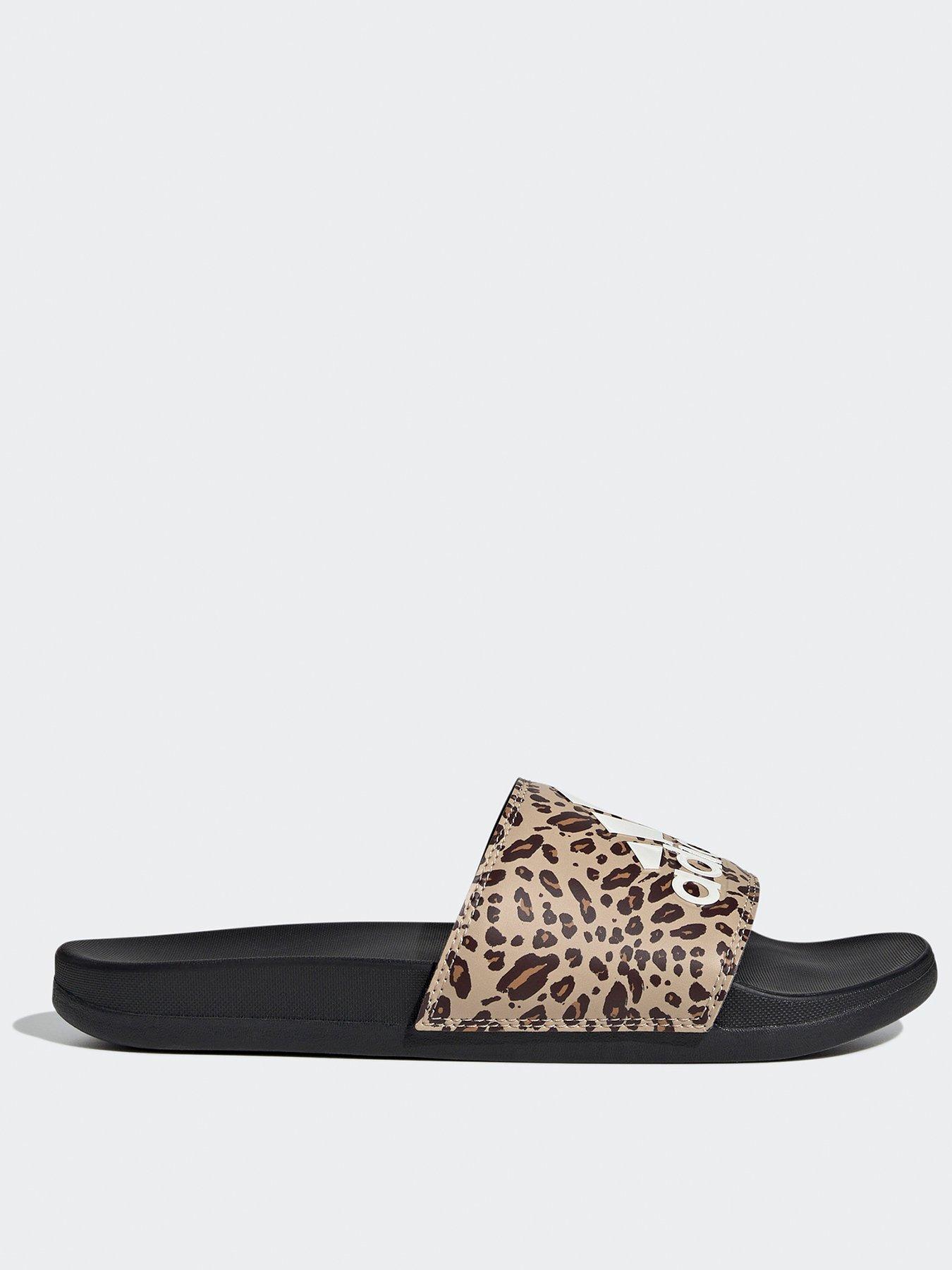 Image 1 of 7 of adidas Sportswear Women's Adilette Comfort Leopard Slides - Brown