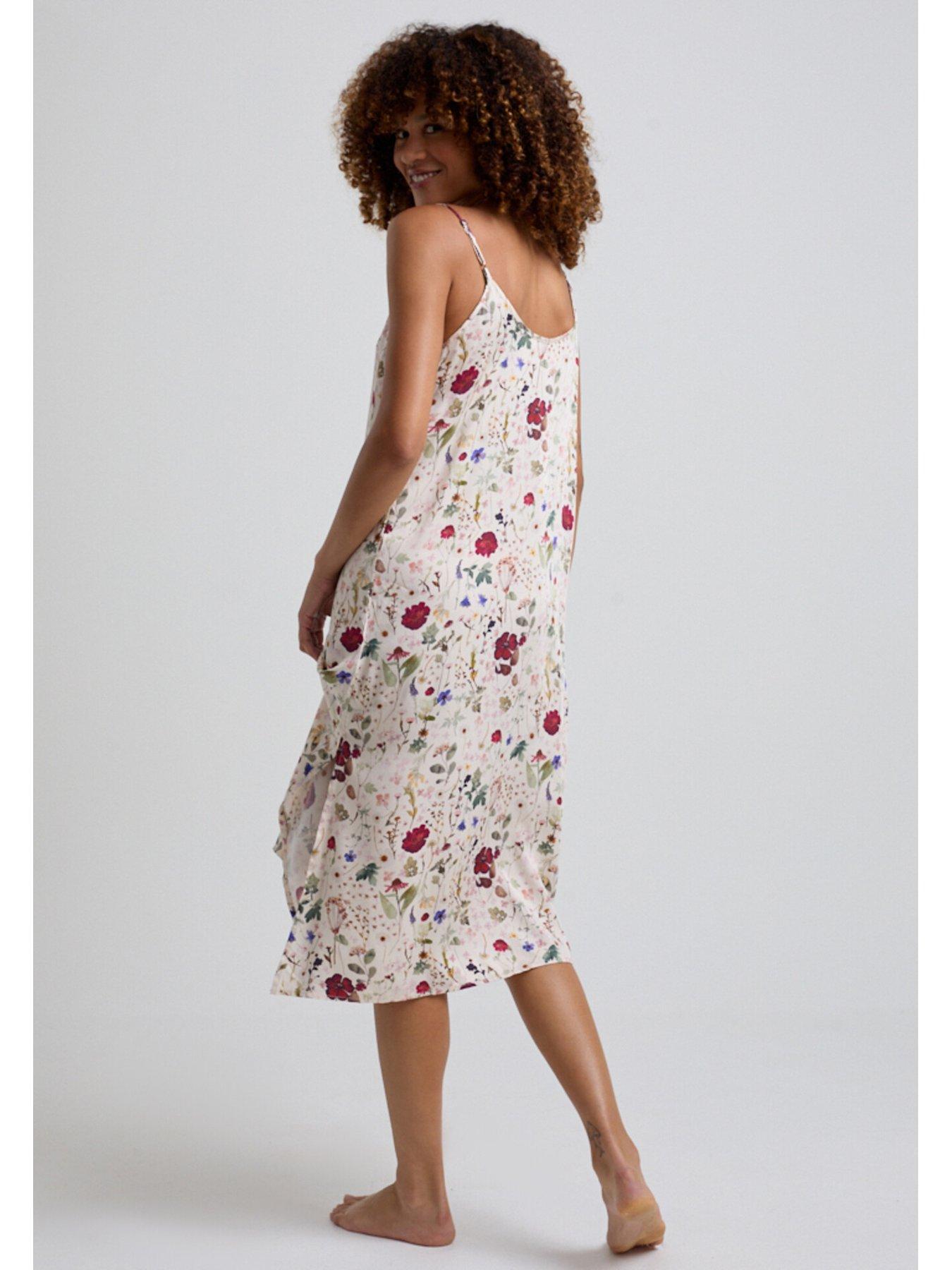  image of lily-lionel-rosie-v-neck-floral-print-nightie-ecru