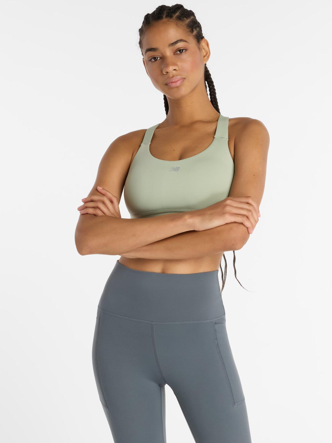 New Balance Womens Training Essential Mid Support Sports Bra - Green