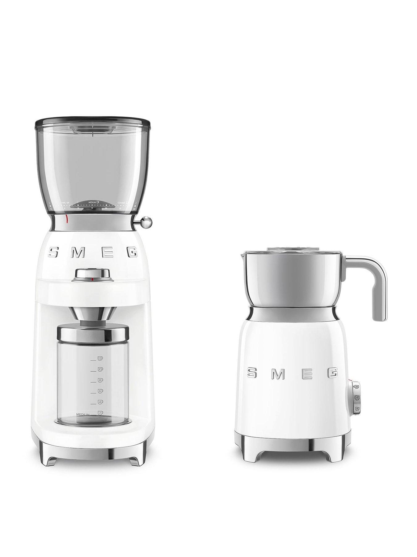  image of smeg-eejb302-50s-style-coffee-grinder-induction-milk-frother-white