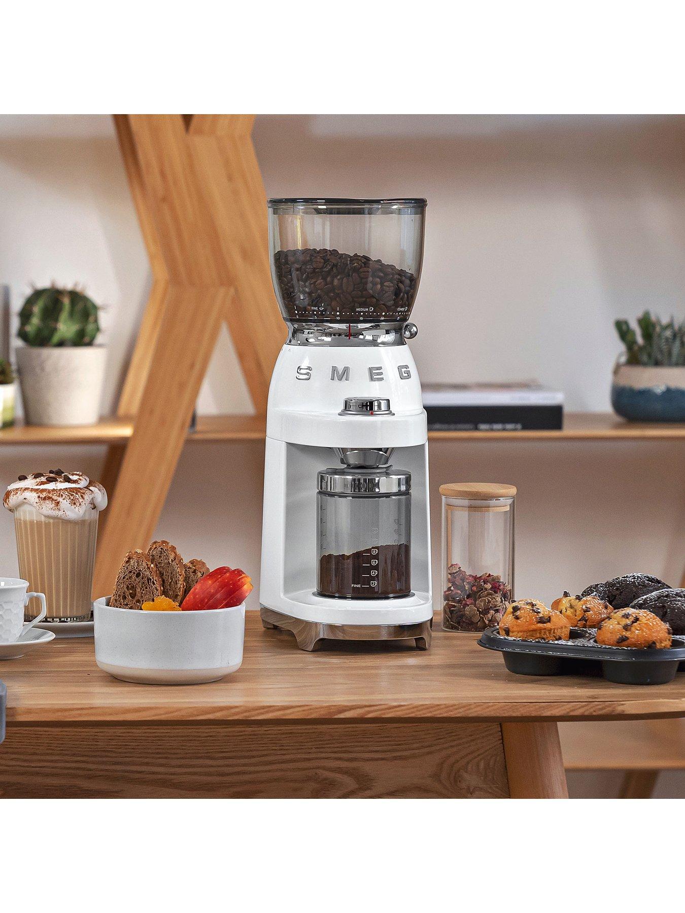  image of smeg-eejb302-50s-style-coffee-grinder-induction-milk-frother-white