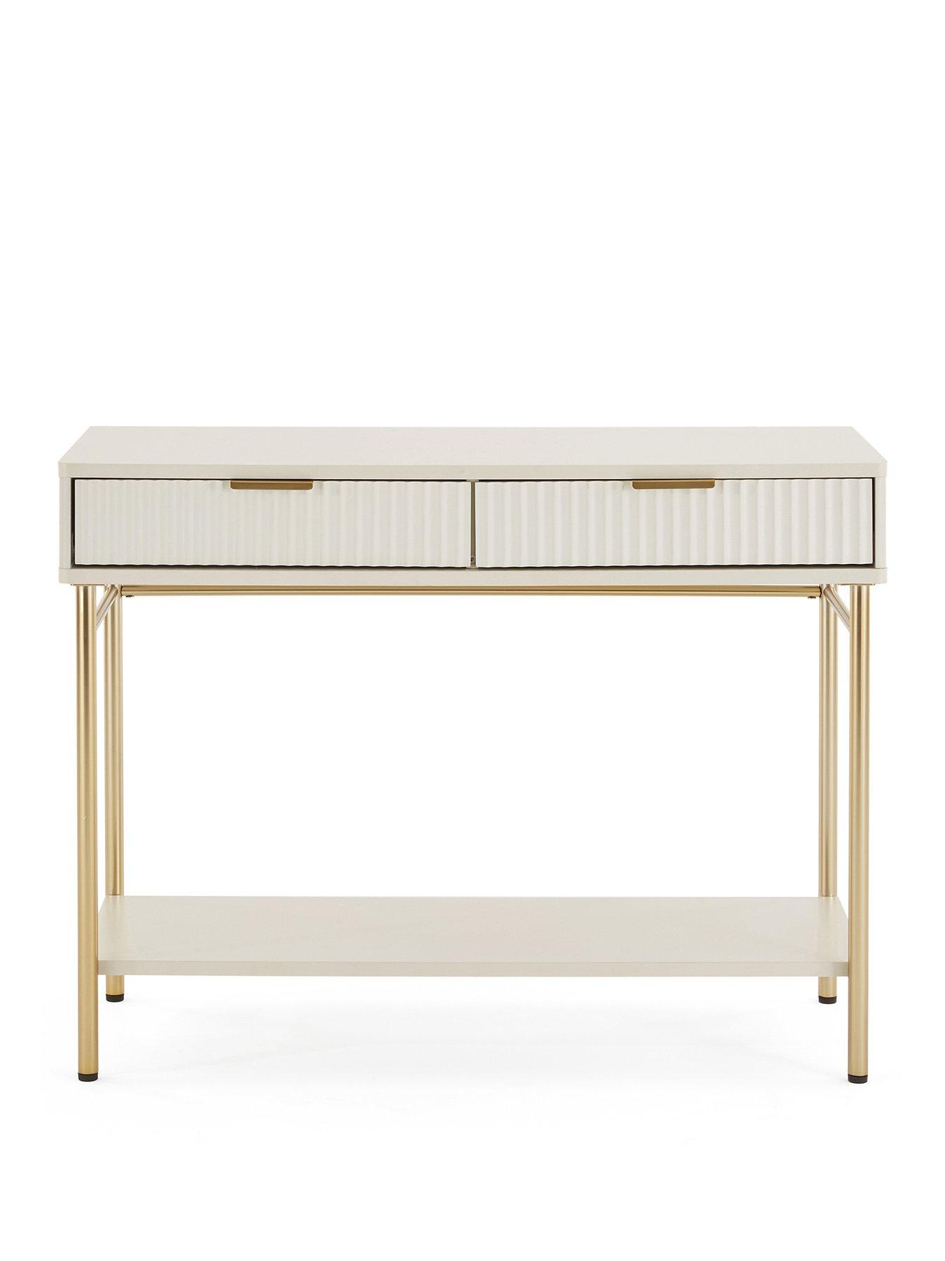 Image 2 of 7 of Very Home Cora Console Table - Ivory/Brass