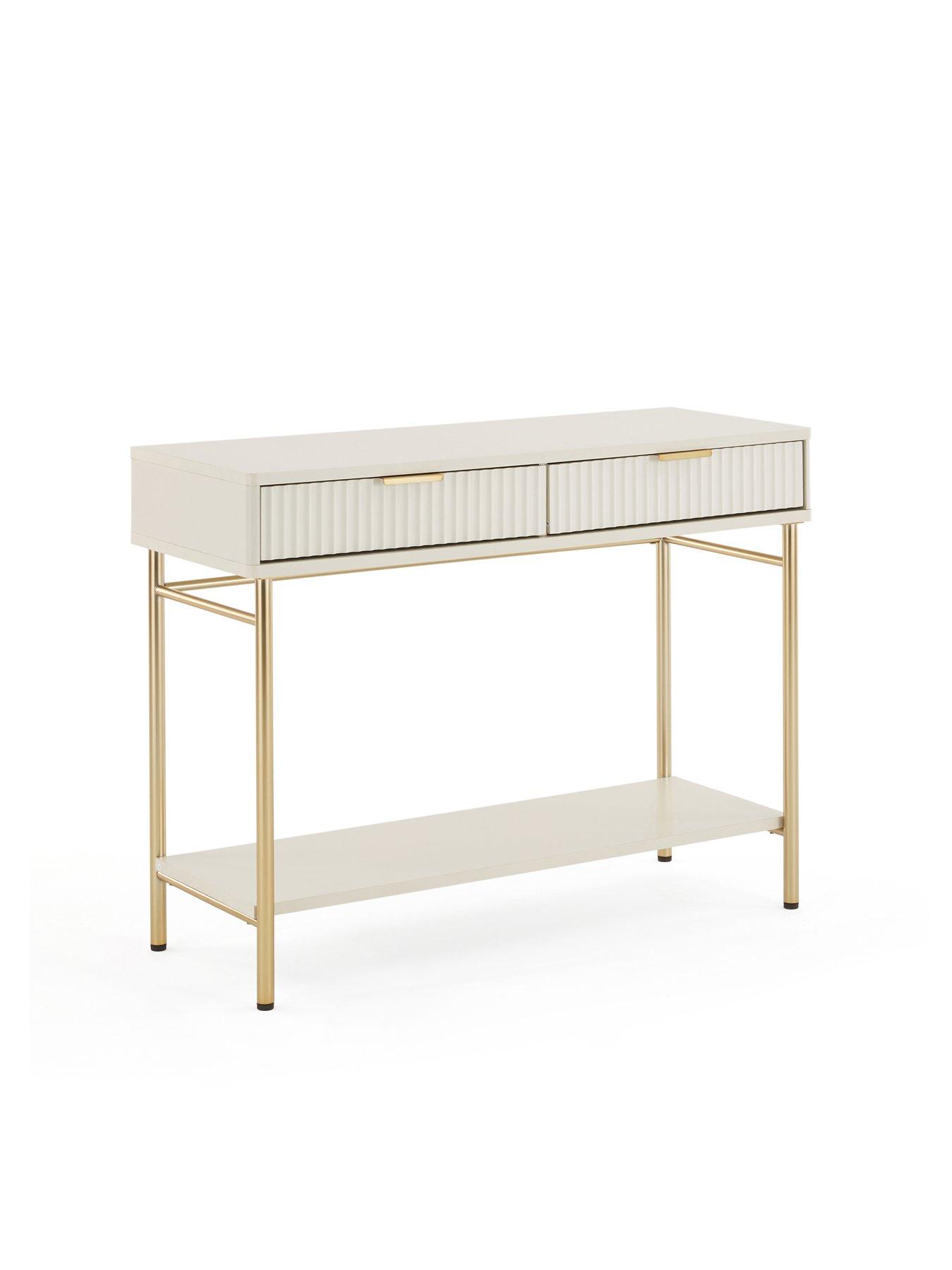 Image 3 of 7 of Very Home Cora Console Table - Ivory/Brass