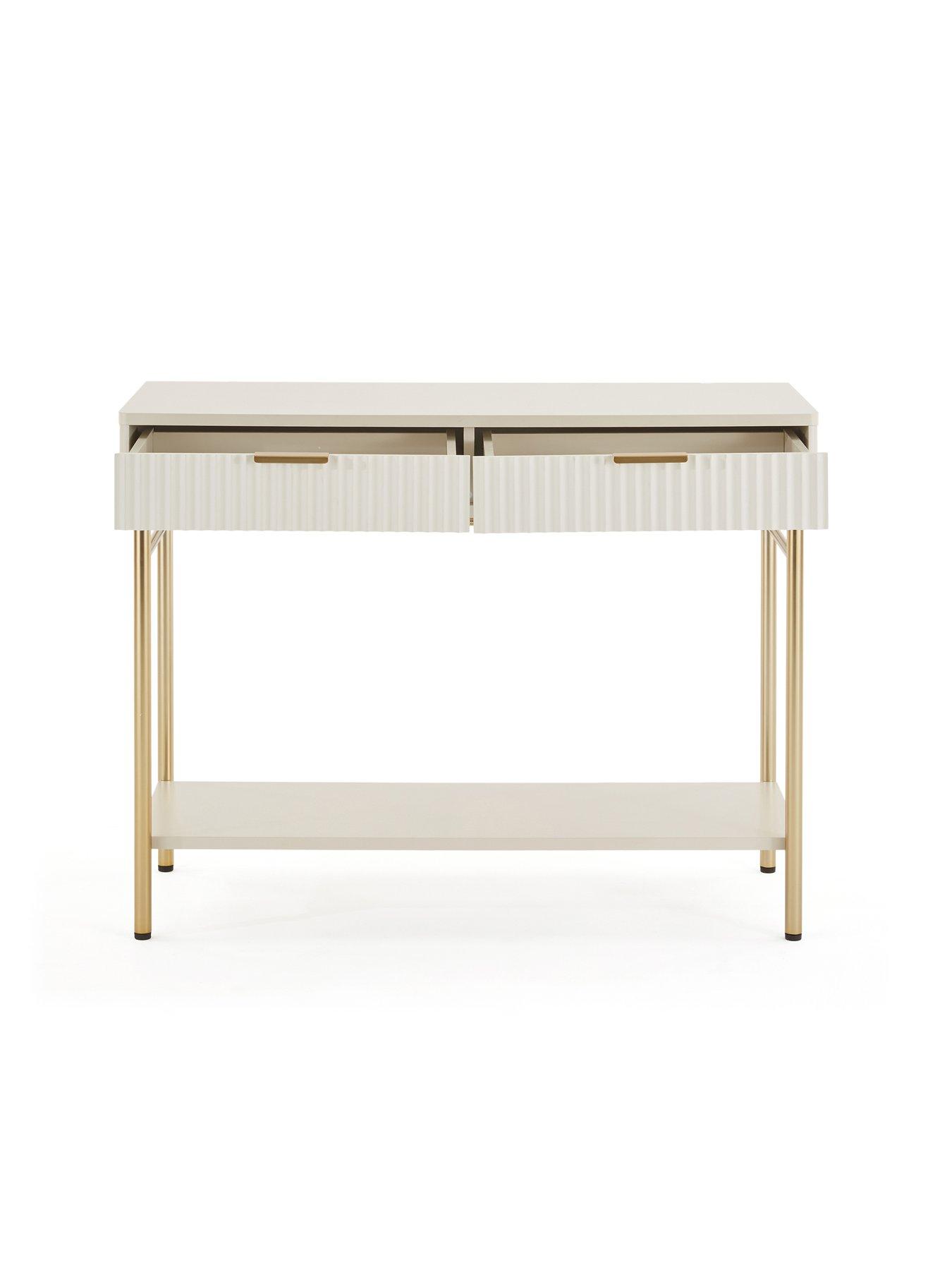 Image 4 of 7 of Very Home Cora Console Table - Ivory/Brass