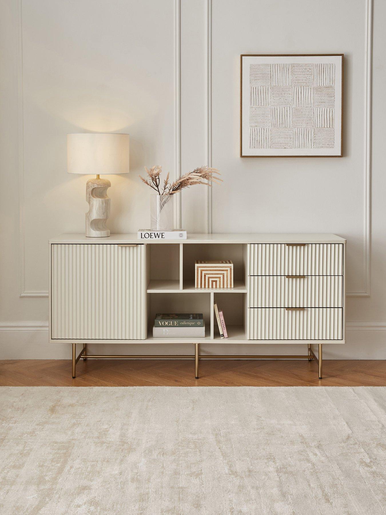 Very Home Cora Large Multi Sideboard - Ivory/Brass