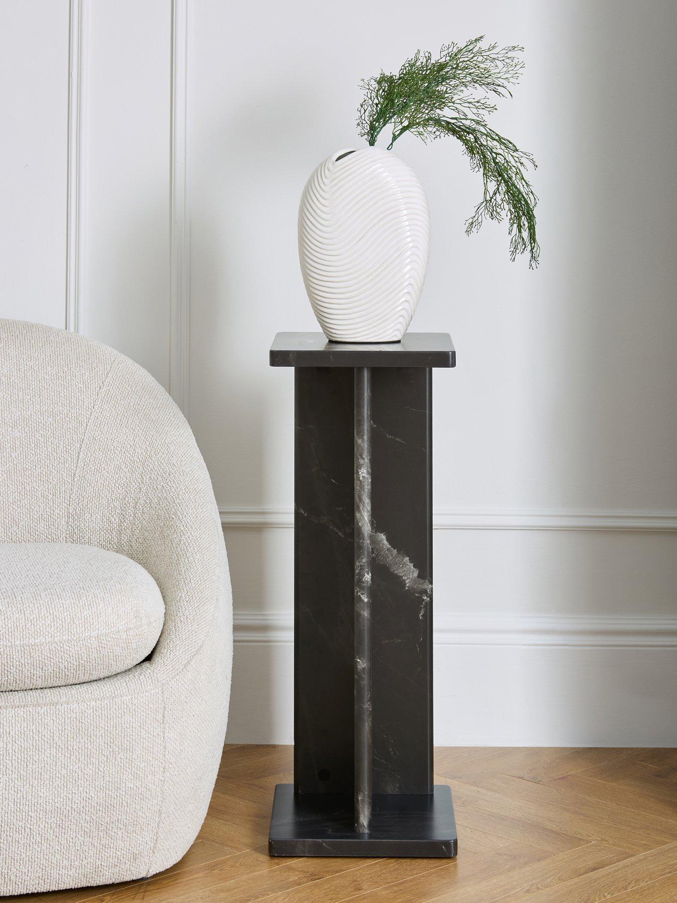 Image 1 of 6 of Very Home Bloc Stone Effect Pedestal Table - Charcoal - FSC&reg; Certified