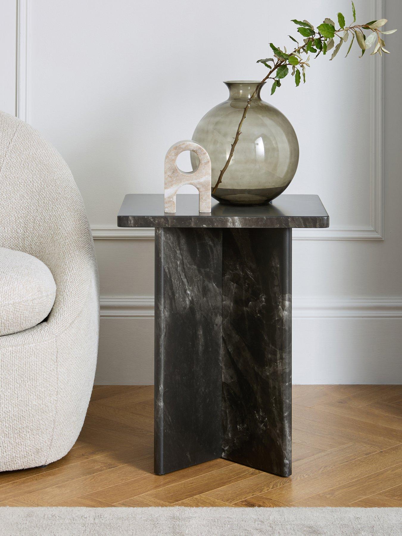 undefined Bloc Stone Effect Side Table - Charcoal - FSC® Certified