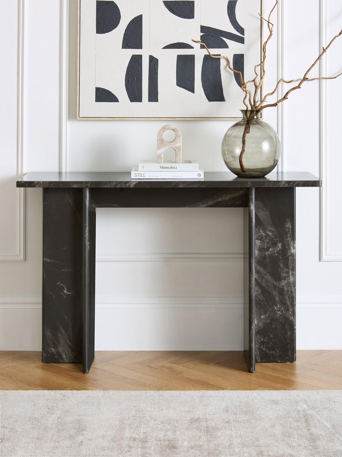 Very Home Bloc Stone Effect Console Table - Charcoal - FSC® Certified