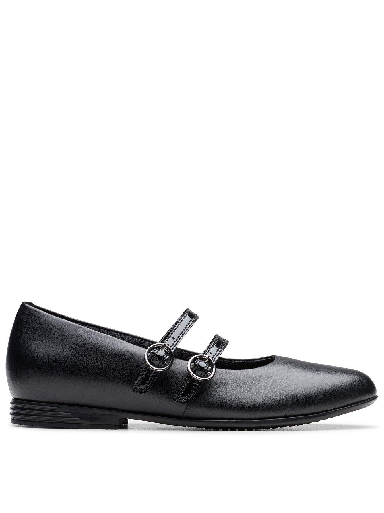 Clarks Older Finja Bar Leather Mary-jane Shoe - Black