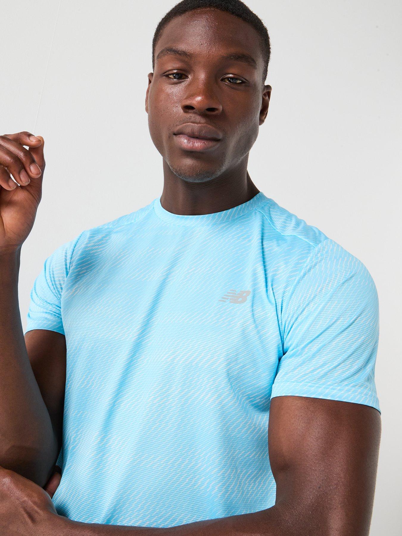  image of new-balance-mens-running-essential-printed-reflective-t-shirt-blue