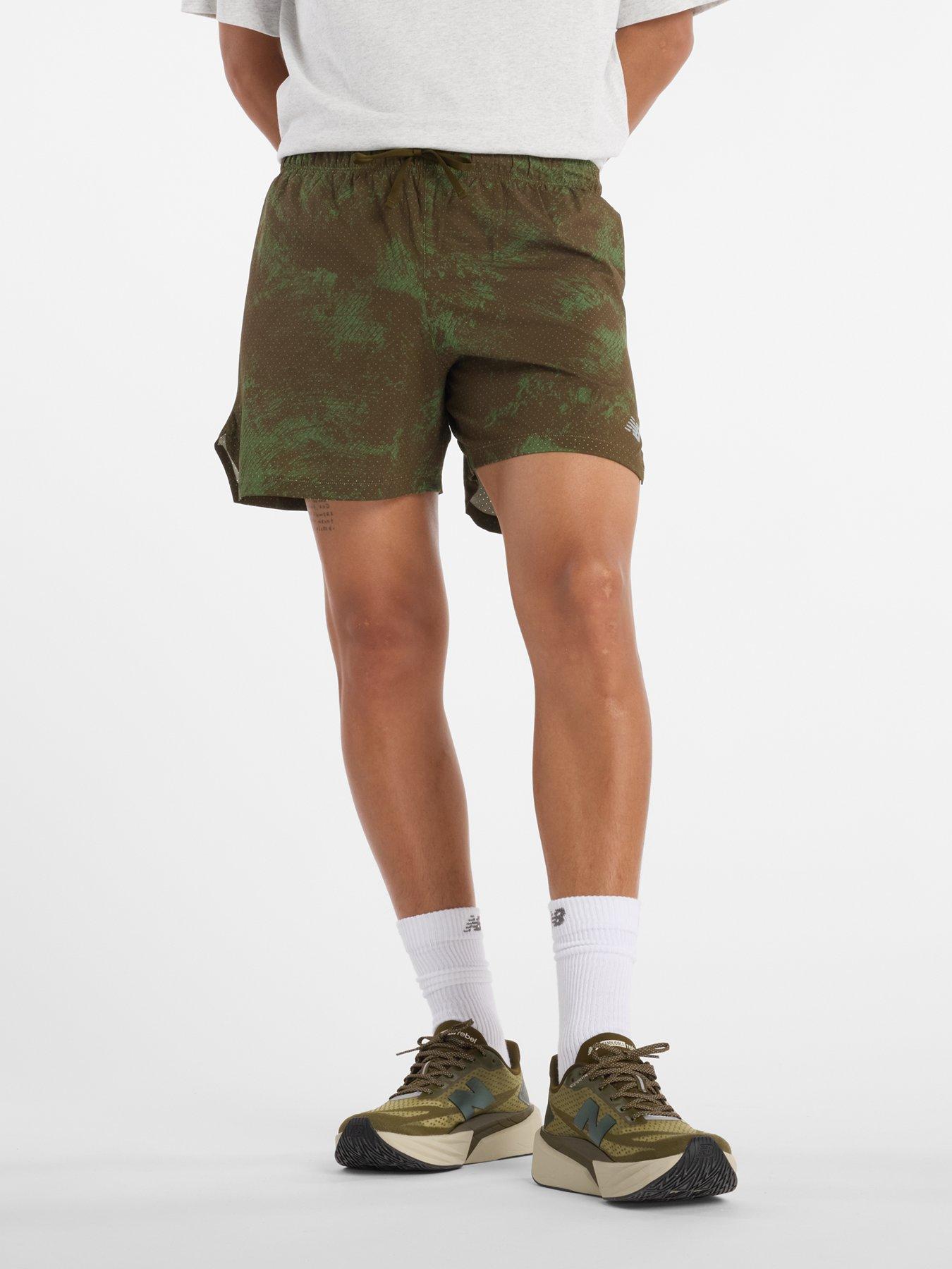 Image 1 of 6 of New Balance Mens Running Rc Printed 5-Inch Shorts - Green