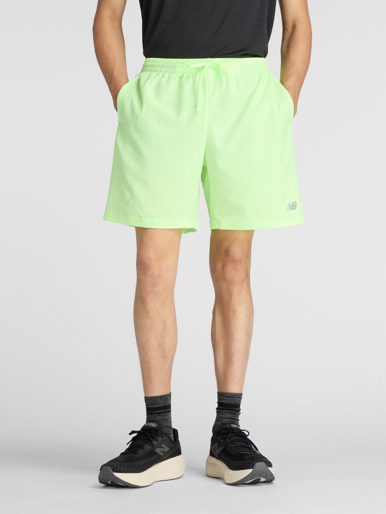 New Balance Mens Running Essentials Reflective 7Inch Shorts - Green