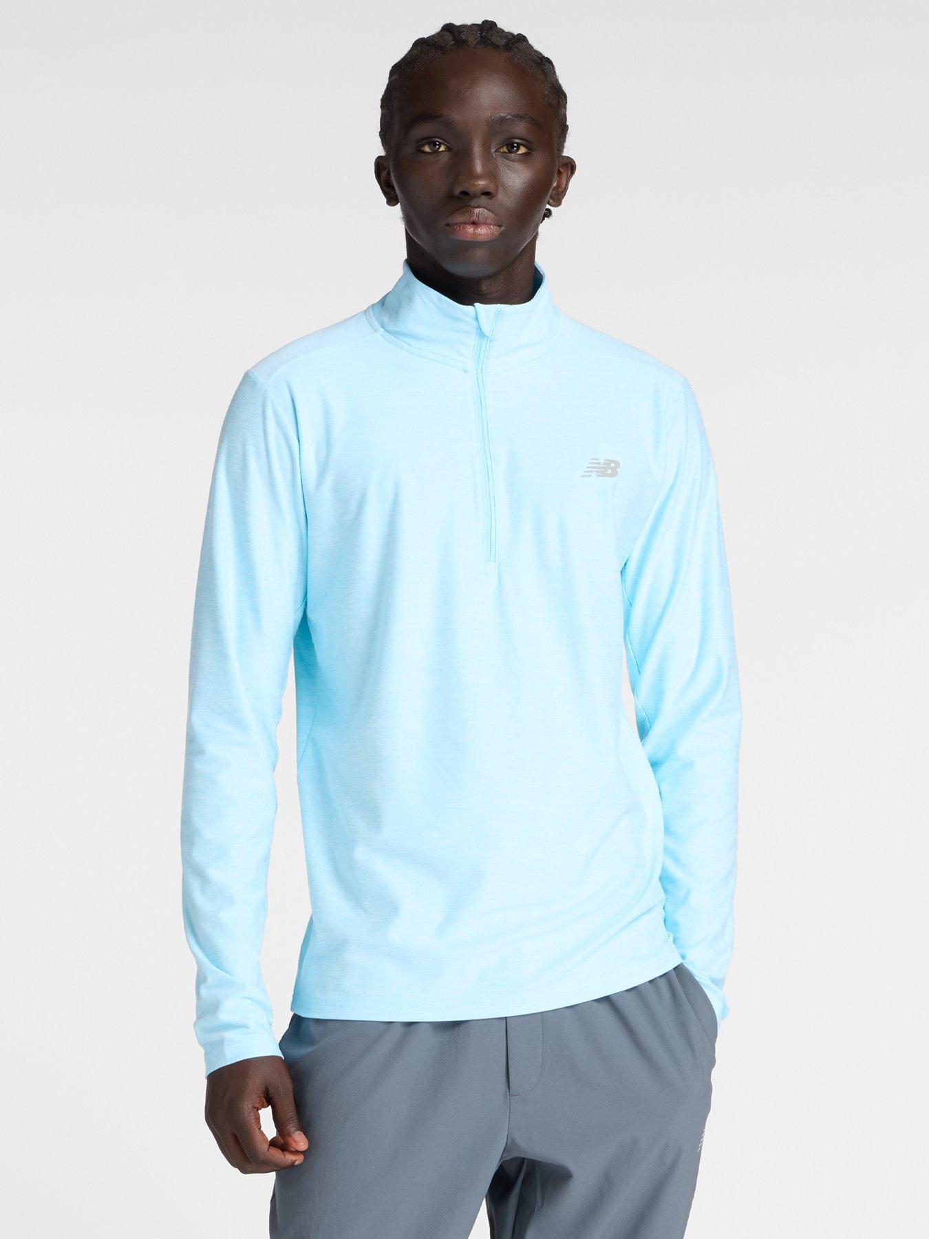undefined Mens Running Essential Reflective Space Dye 1/4 Zip Top - Blue