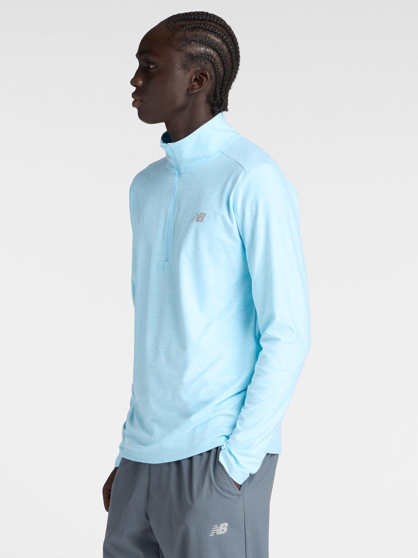 Image 3 of 6 of New Balance Mens Running Essential Reflective Space Dye 1/4 Zip Top - Blue