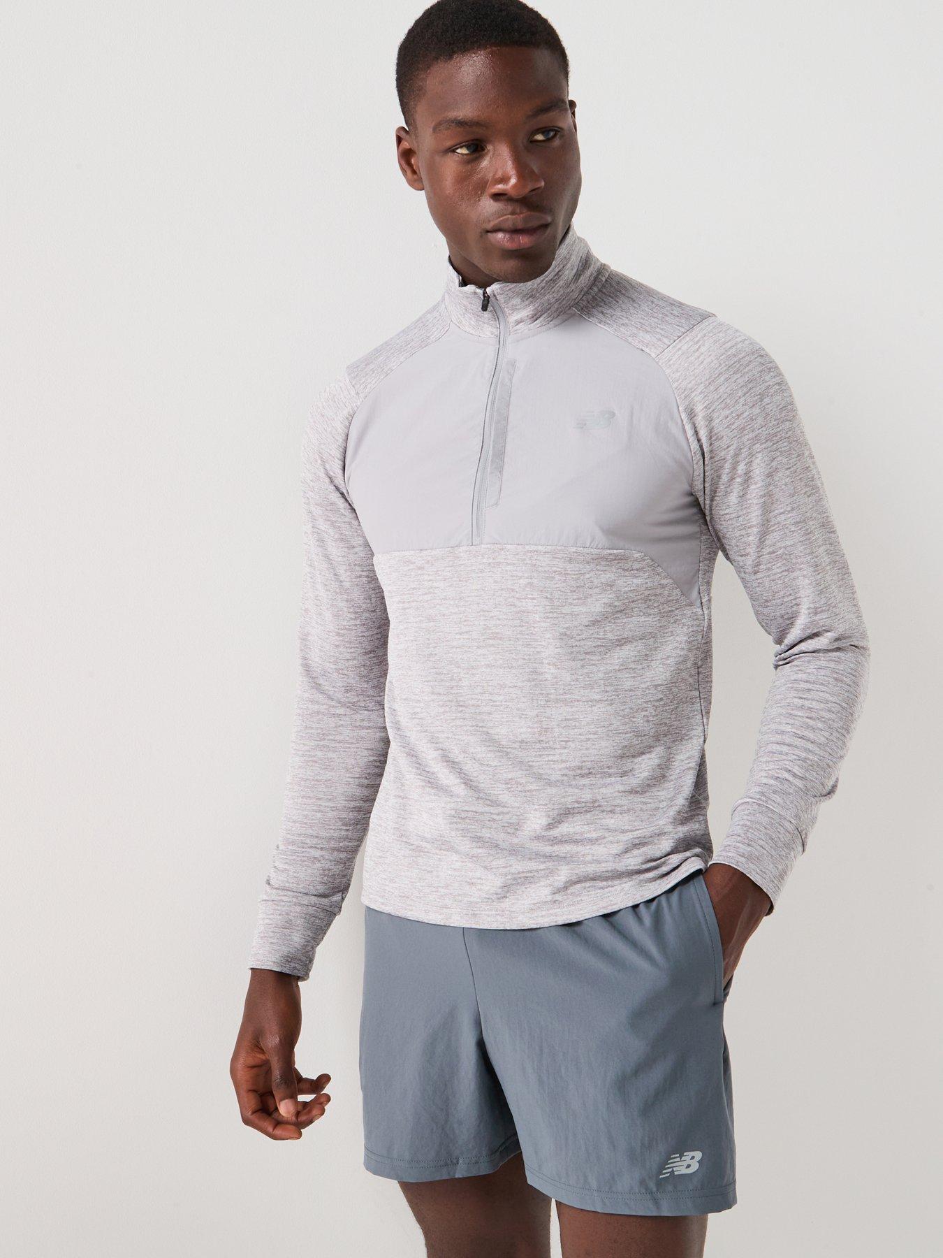Image 1 of 5 of New Balance Mens Running Athletics Heat Grid 1/2 Zip Top - Grey