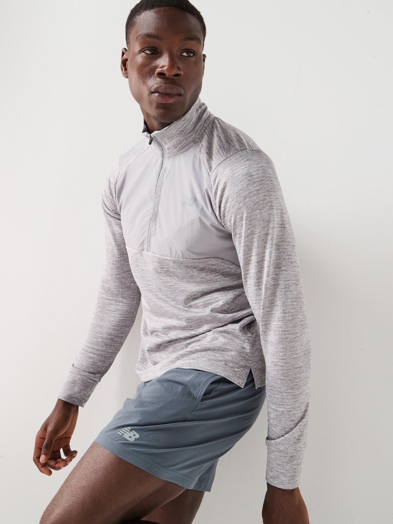 Image 5 of 5 of New Balance Mens Running Athletics Heat Grid 1/2 Zip Top - Grey