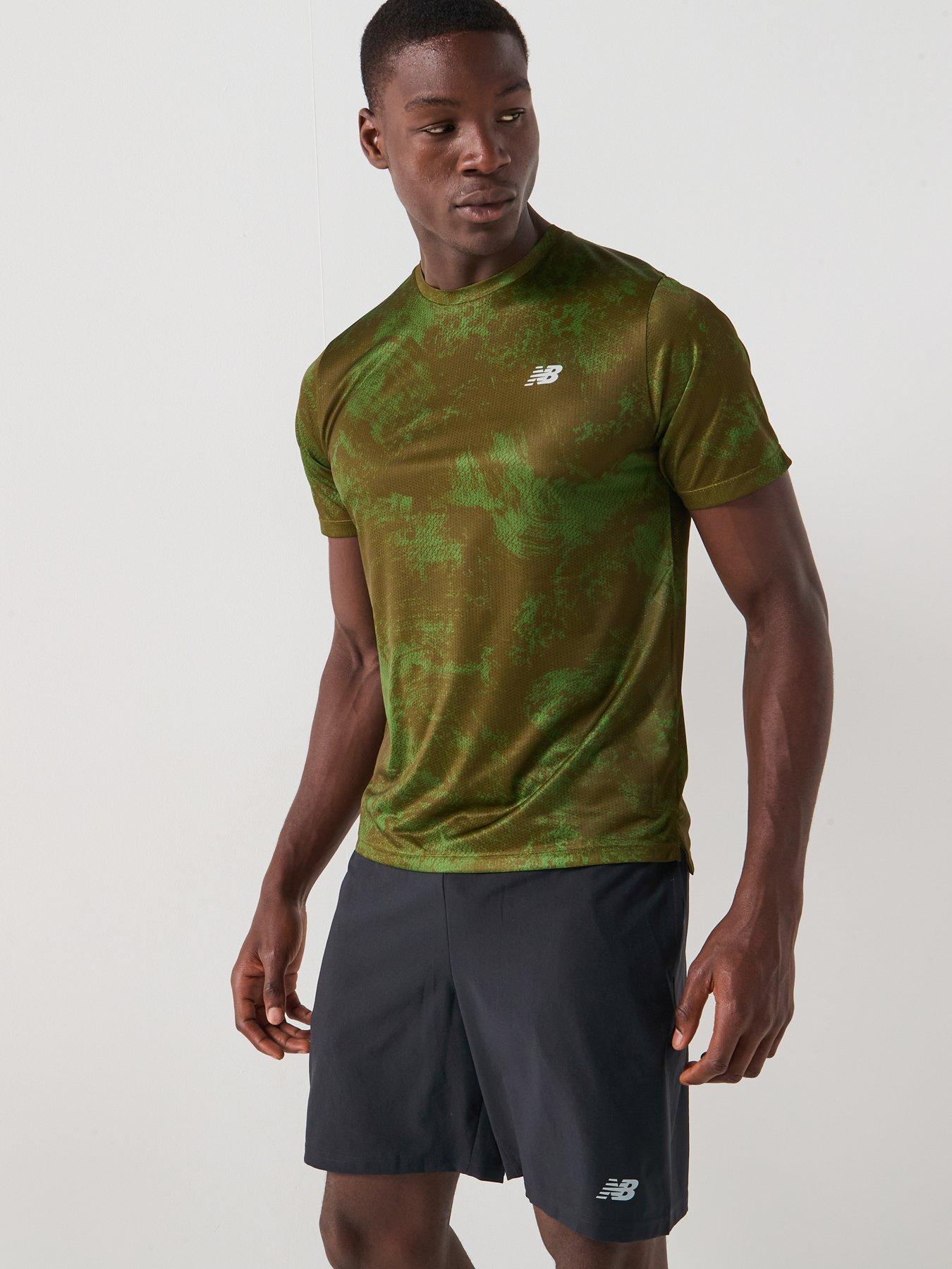 New Balance Mens Running Athletics Printed T-shirt - Green