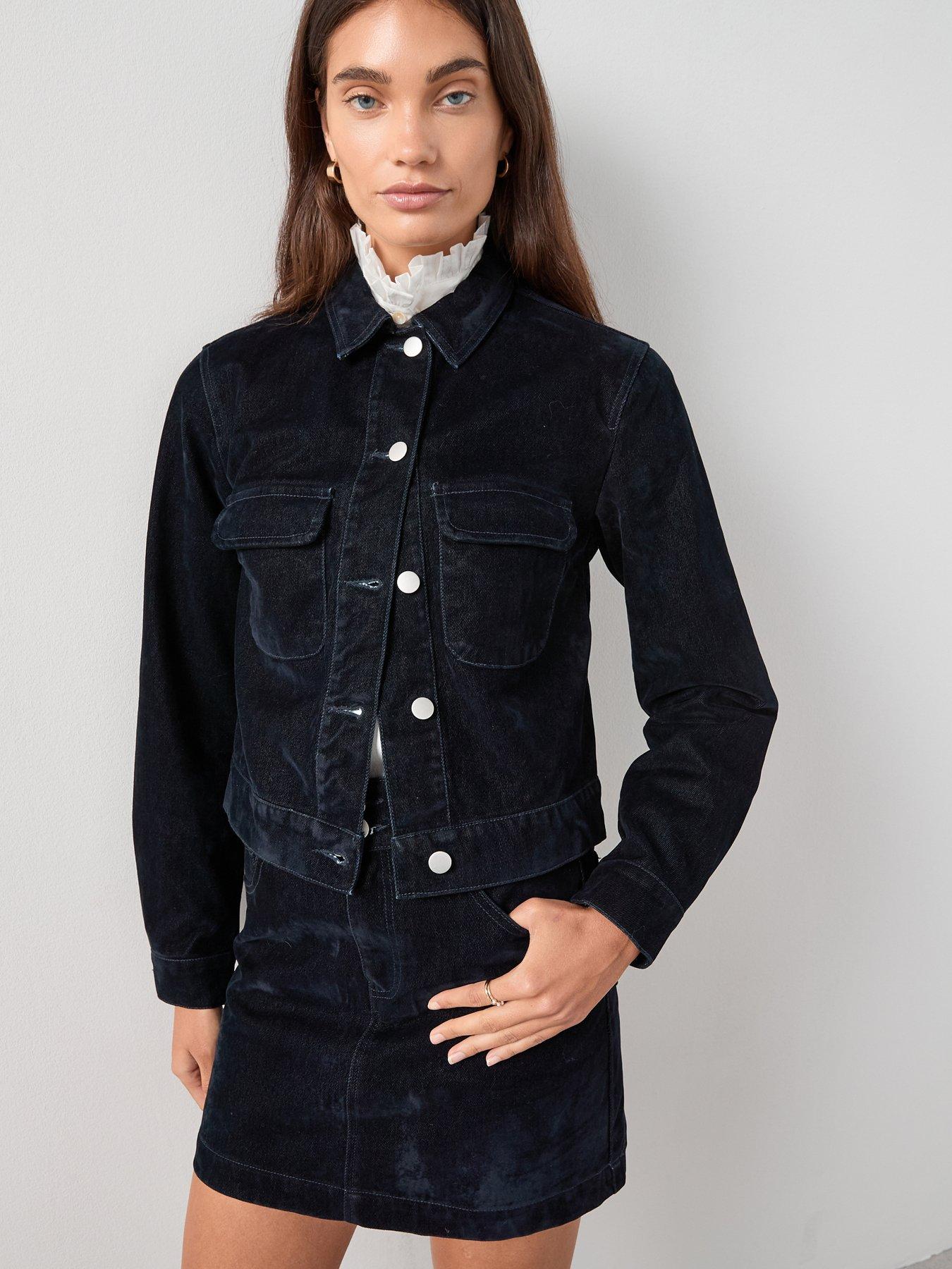 undefined Co-Ord Flocked Denim Jacket - Navy