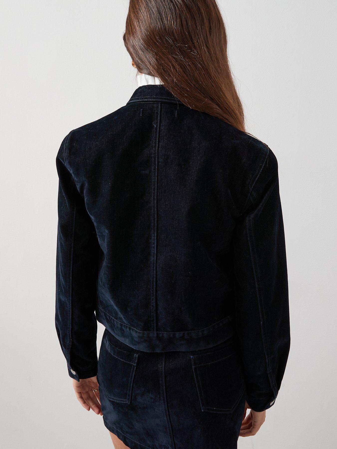 Image 2 of 6 of The Very Collection Co-Ord Flocked Denim Jacket - Navy