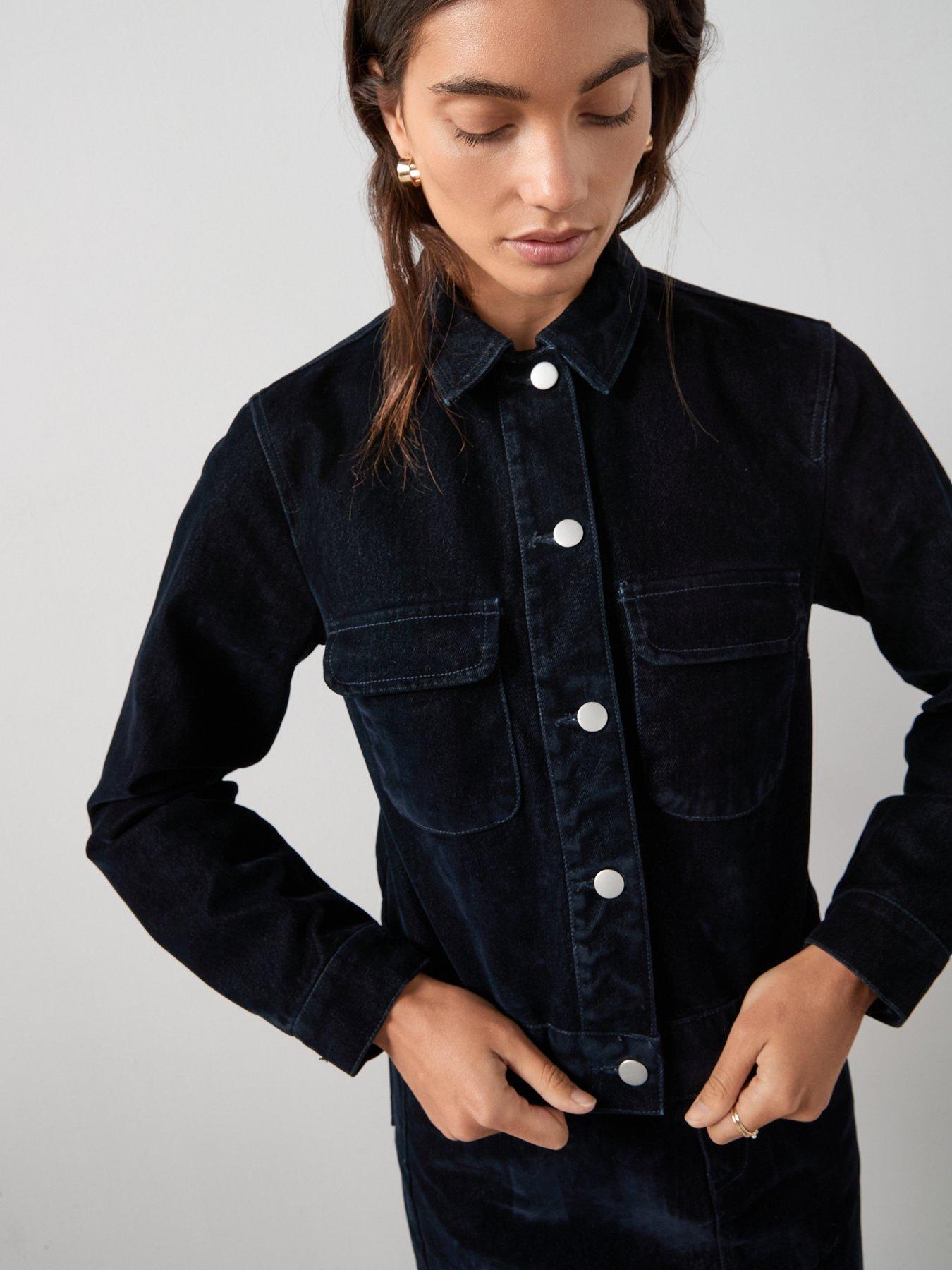 Image 6 of 6 of The Very Collection Co-Ord Flocked Denim Jacket - Navy