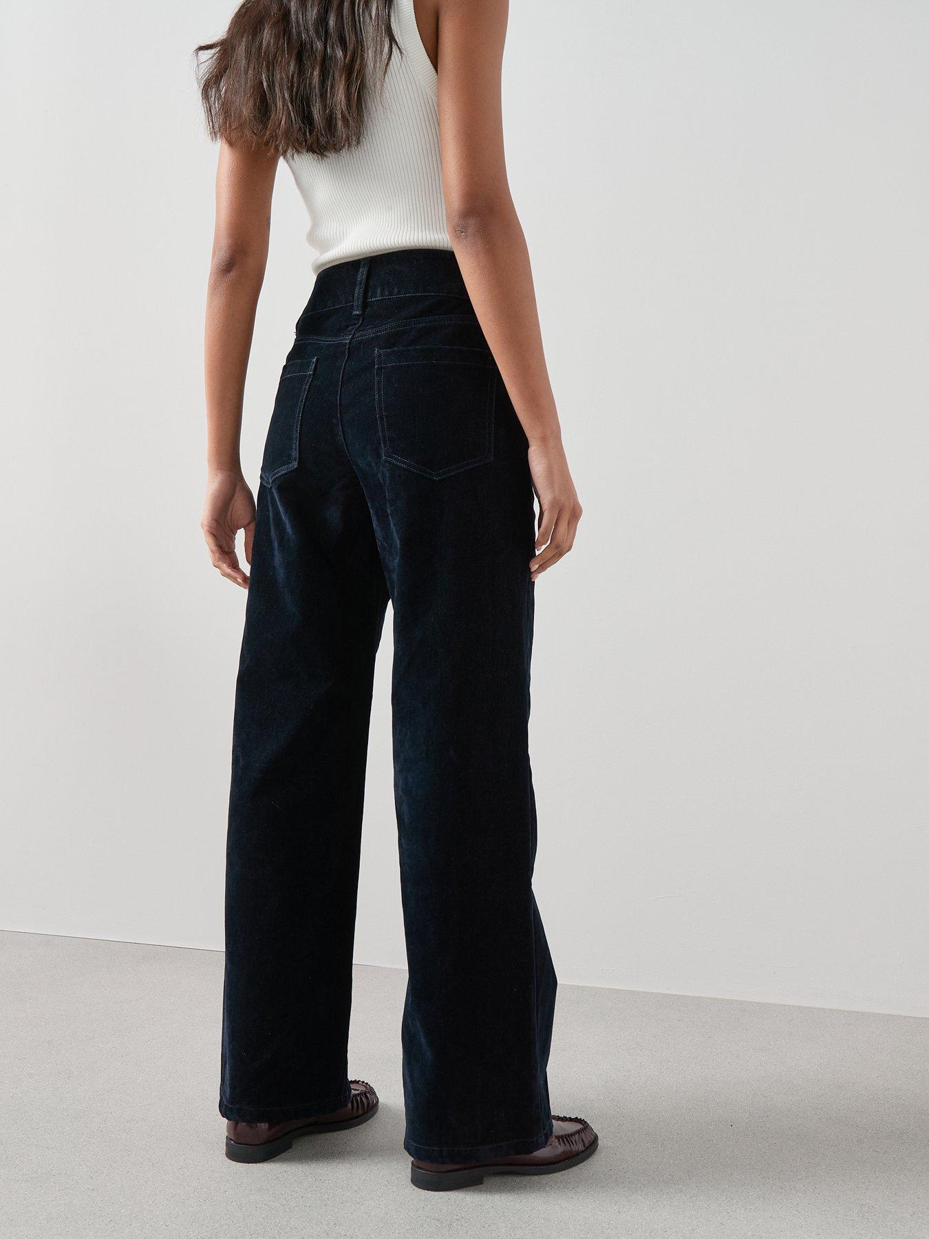 Image 2 of 6 of The Very Collection Co-ord Flocked Denim Wide Leg Jeans - Navy