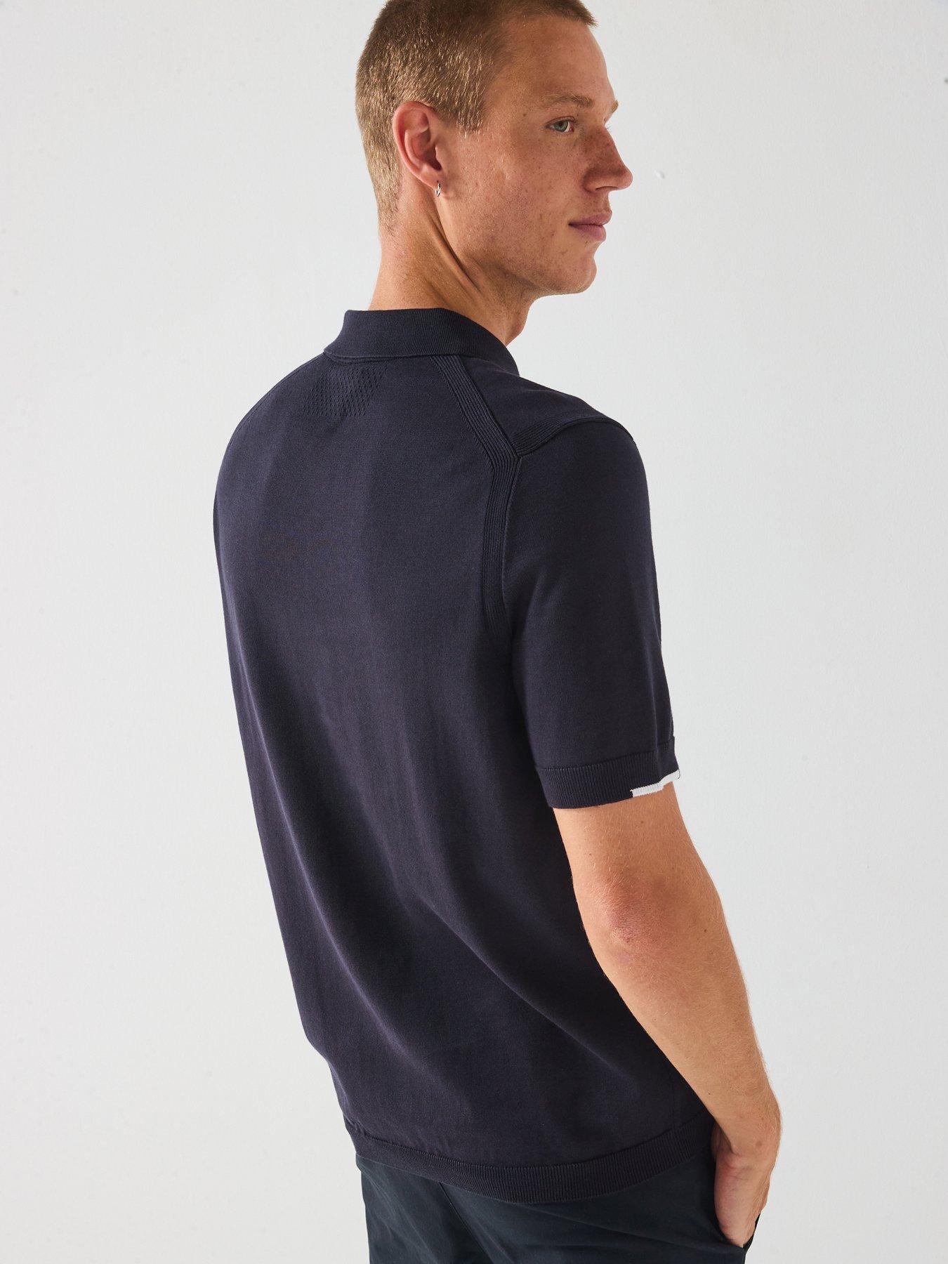  image of boss-ever-x-regular-fit-knitted-polo-navy